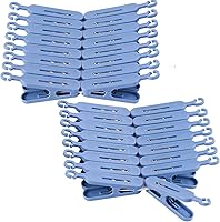 Vista 6 de Perchas plegables con clip, color azul, con 32 clips de secado, gancho a prueba de viento para ropa interior, calcetines, brasieres, ropa de lencería