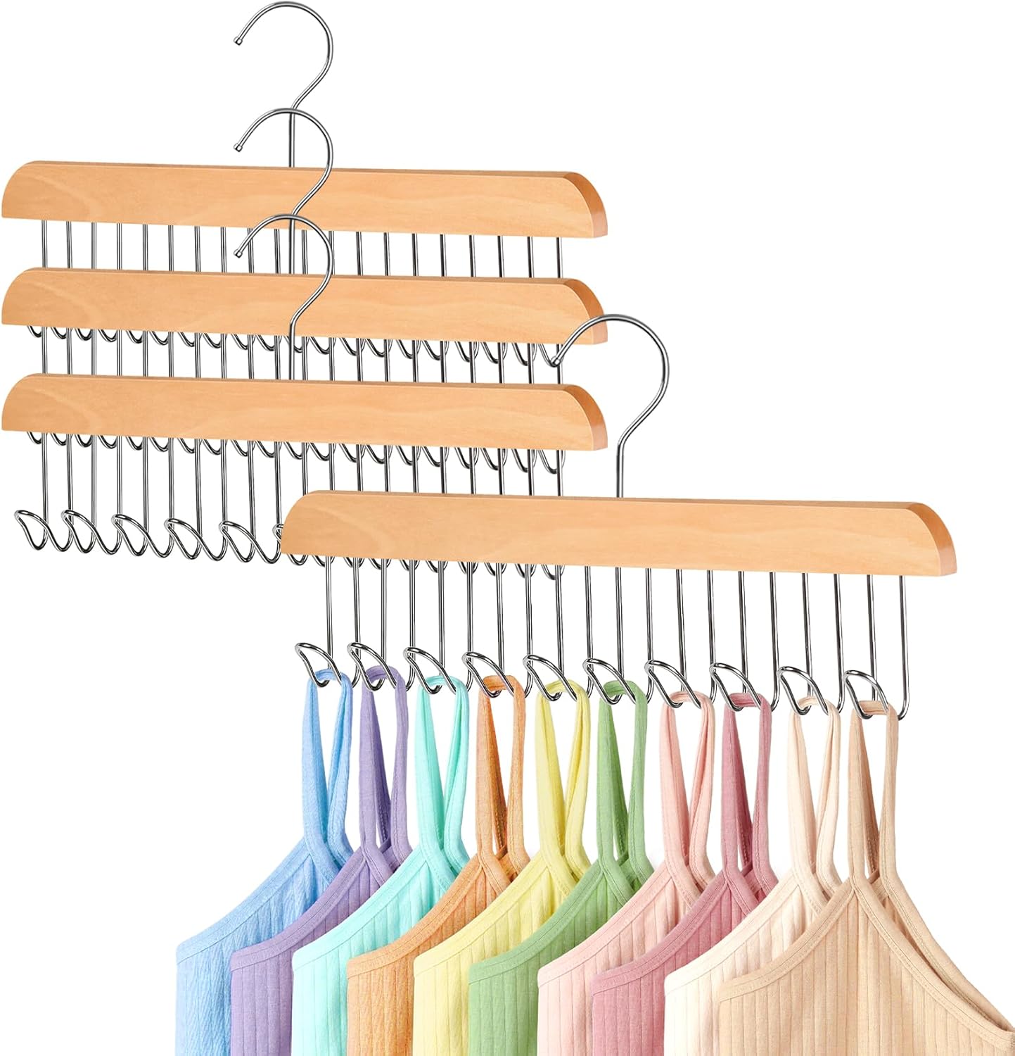 4 Pack Bra Hangers for Closet Organizer Upgraded Non-Slip Bra Organizer for Closet Tank Top Hanger Multi Hangers Space Saving with 40 Hooks for Belt, Tank Top, Necklaces