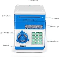 Vista 4 de Alcancía de caricatura Caja de seguridad electrónica con contraseña tipo cajero automático Para monedas, enrolla los billetes de forma automática