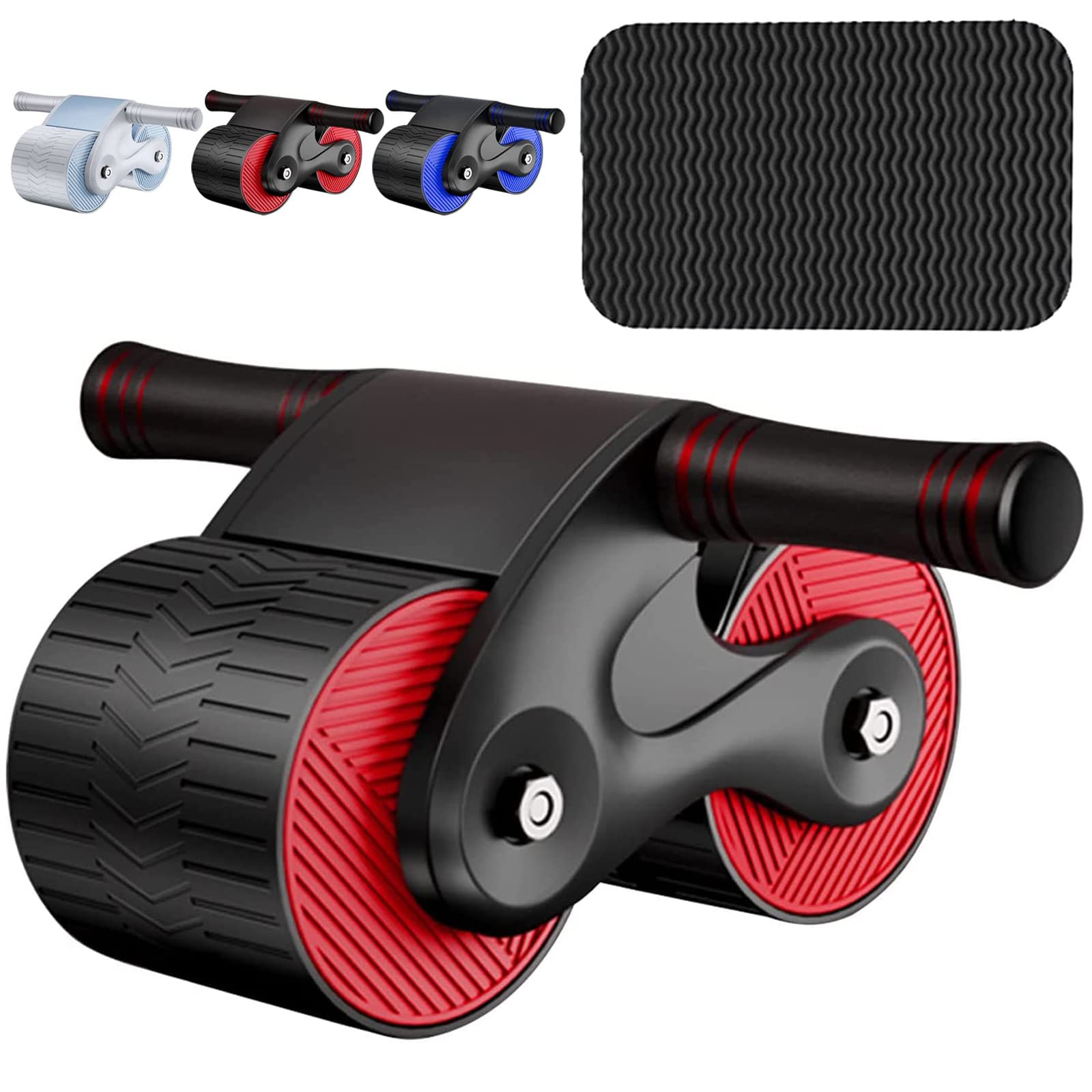 DOUBFIVSY Automatic Rebound Abdominal Wheel with Knee Pads, Double Round Ab Roller Wheel Home Abdominal Exerciser Abdominal Roller for Beginners & Advanced Abdominal Core Strength Training