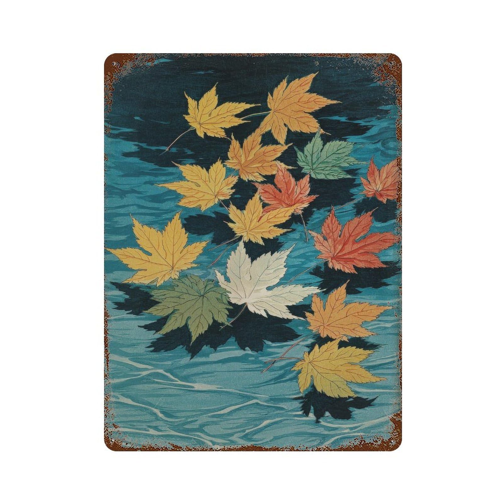 xiaoxiaoshen Maple Leaves. Japanese Ukiyo Wall Decor Art Metal Tin Poster Modern Home Decor Art Home Bar Shop Decorations Vintage Sign 40x30cm