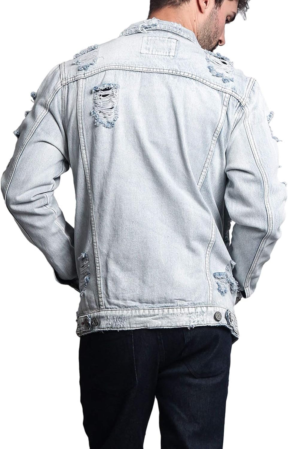 VICTORIOUS Men's Distressed Denim Jacket - Image 4