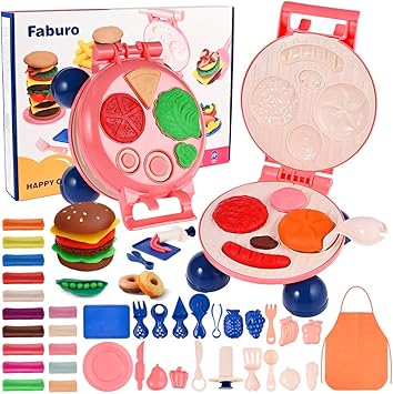 Faburo Pate A Modeler Play Dough Kitchen Ensemble De Jouets De Cuisine Hamburgers Avec Pate Non Toxique Multicolores Amazon Fr Jeux Et Jouets