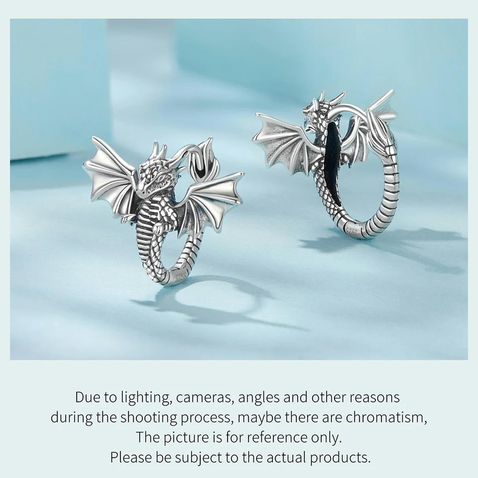 Pendientes De Aro Con Diseño De Dragón Volador De Plata De Ley 925 Para Mujeres Y Adolescentes.