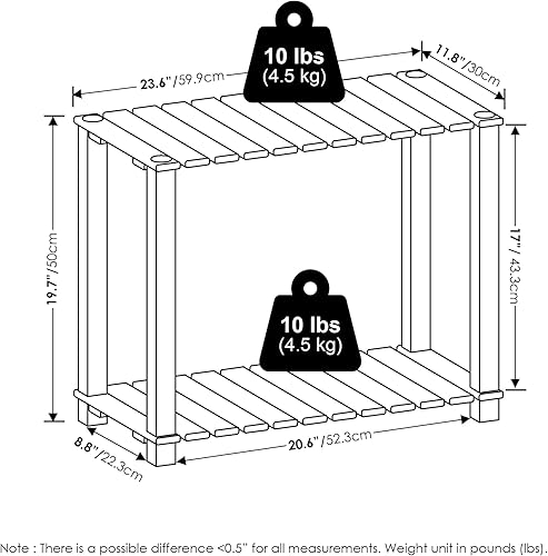 Miniatura 6 de Furinno Pangkor - Estante de 2 niveles Turn-N-Tube para plantas de interior y exterior, soporte rectangular grande de madera con postes cuadrados,