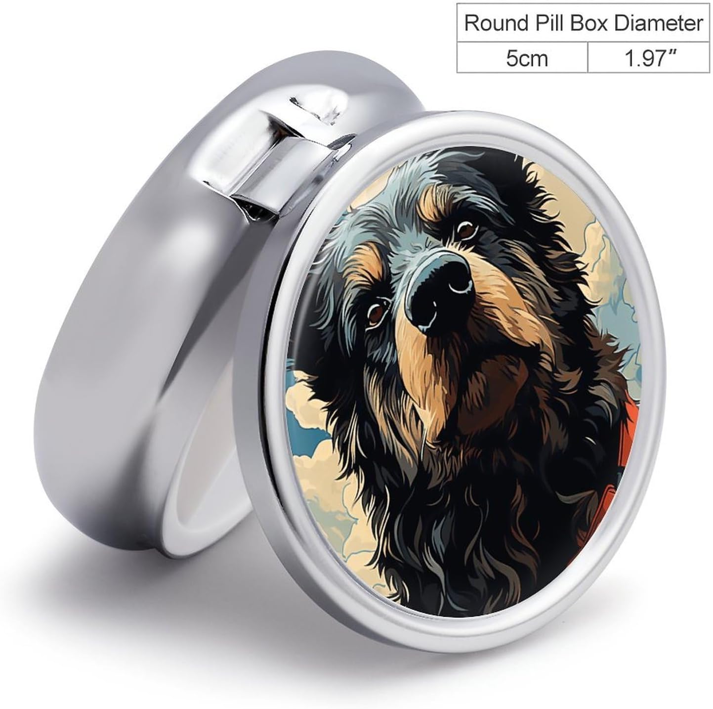 Round Silver Pill Box Small Pill Case for Purse and Pocket 3 Compartment image 2