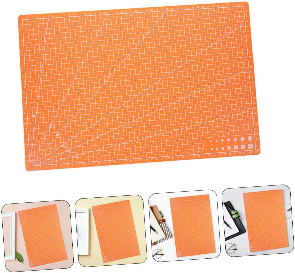 FRCOLOR Double-sided Quilting Cutting Mat and Sewing Cutting Board for Crafts, 2pcs A3 Orange Thin Self-healing Mats for Fabric, Modeling, and DIY Project Use