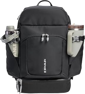 Vitalize Backpack | Gym, Work & Travel Bag with Laptop Sleeve | Expandable Bottom Compartment | Tumbler & Water Bottle Pockets | Durable Recycled Fabric | Black