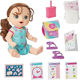 Baby Alive Time for School Baby Doll Set, Back to School Toys for 3 Year Old Girls & Boys & Up, 12 Inch Baby Doll, Brown Hair (Amazon Exclusive)