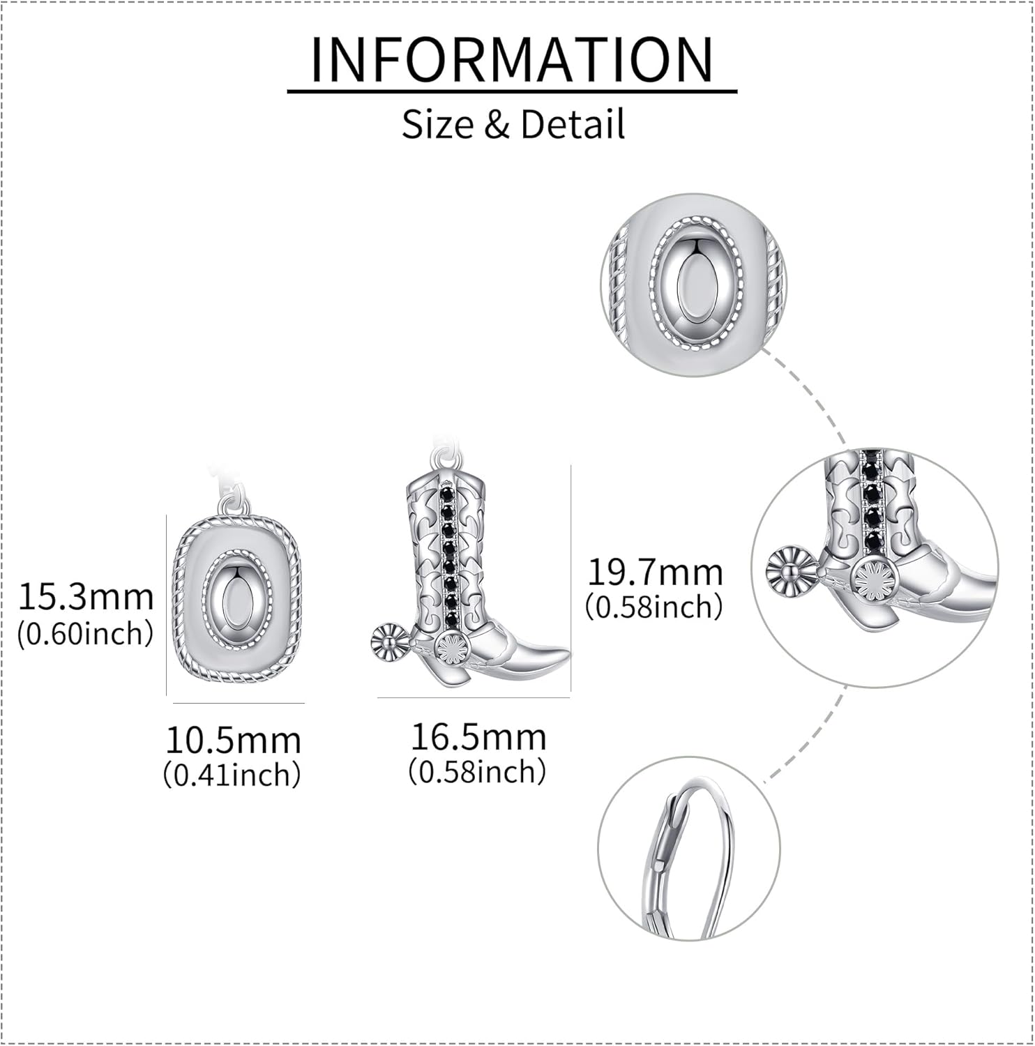 Western Earrings 925 Sterling Silver Western Cowboy Boot Dangle Earrings Texas Hat Drop Dangling Earrings Spur BohoJewelry Gift for Women Men - Image 5
