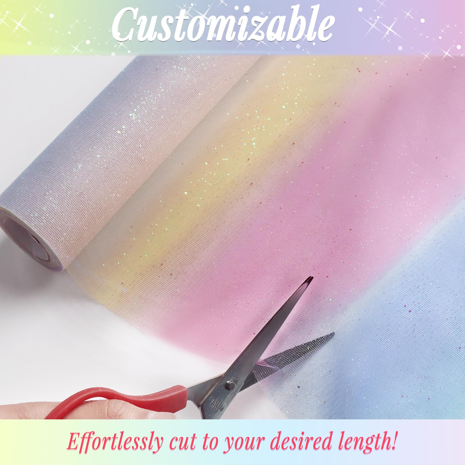 Yurosiay Tessuto in tulle con glitter 300 x 160 cm, motivo fiocco di neve argento, in tulle, trasparente, in rete di tulle, per il fai da te, colore rosa scuro