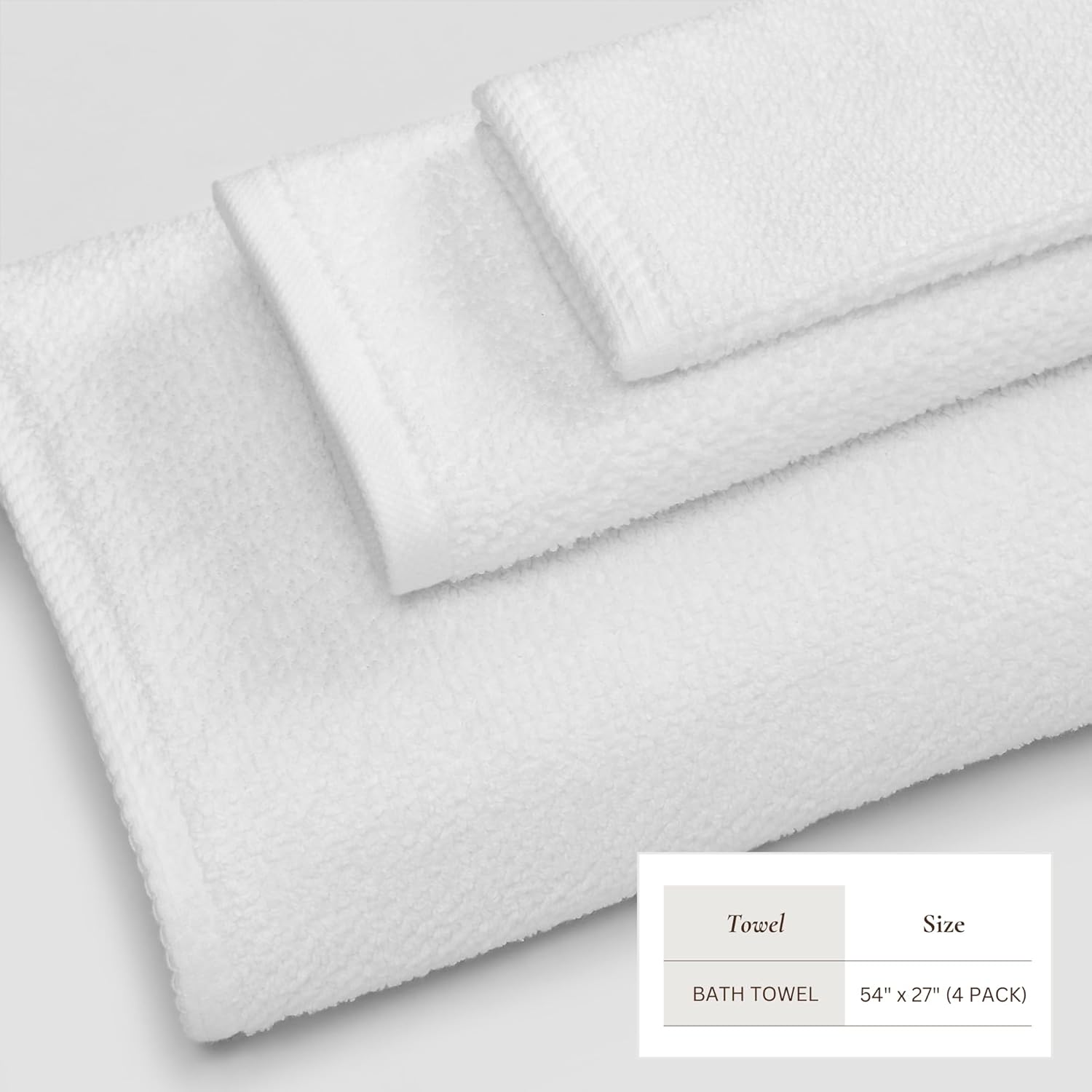 Great Bay Home 100% Cotton 4 Pack 54x27 Bath Towel Set - Absorbent, Quick-Drying, Durable Towels for Bathroom Decor - Low-Twist, Two-Ply Fibers (Optic White)