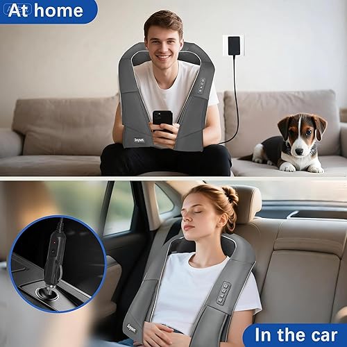 Miniatura 6 de Joyset Shiatsu Masajeador de cuello y espalda con calor, masajeador eléctrico de hombros para aliviar el dolor de tejido profundo, masaje de