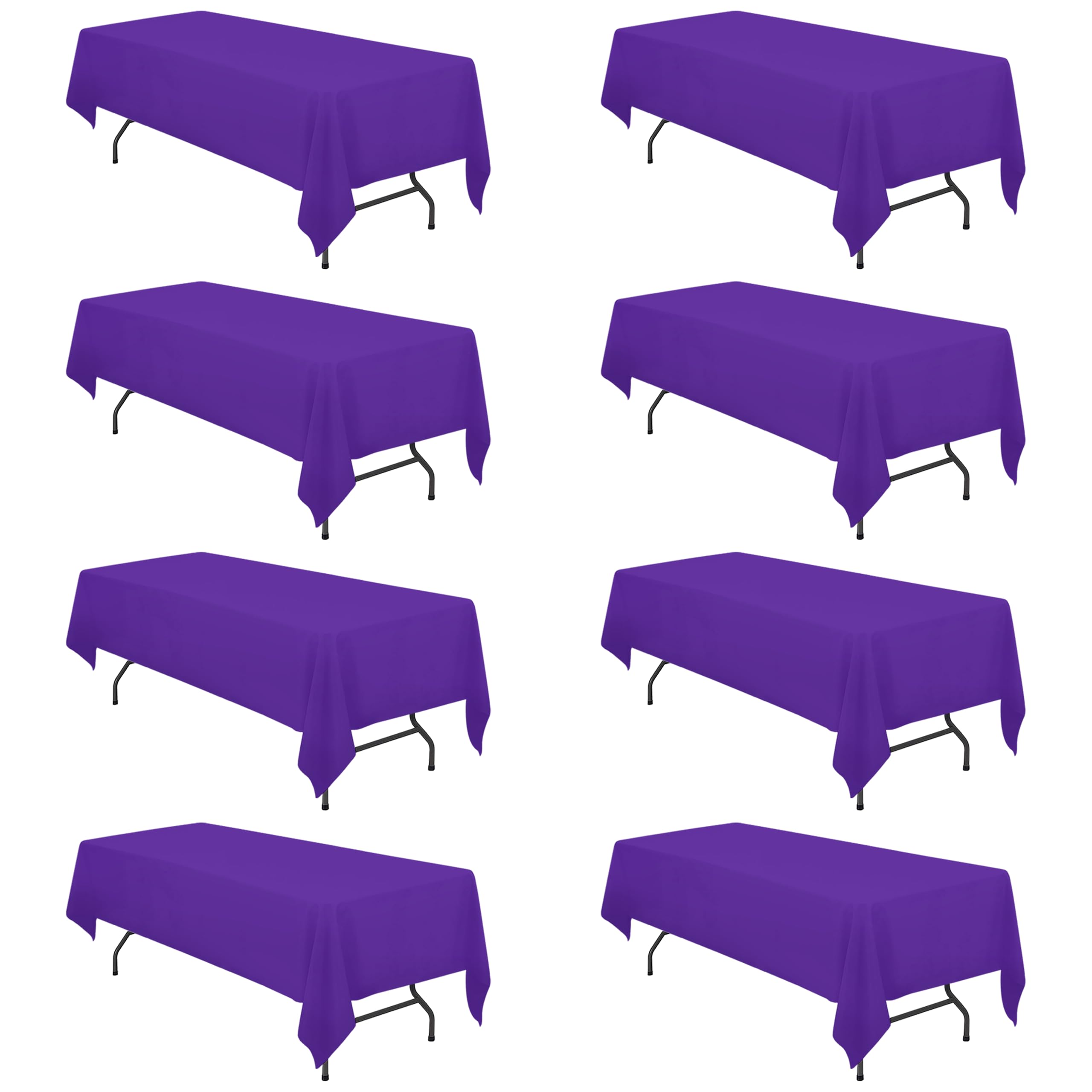 BRILLMAX 8 Pack Purple Tablecloths 60x126 Inch for 8ft Rectangle Tables