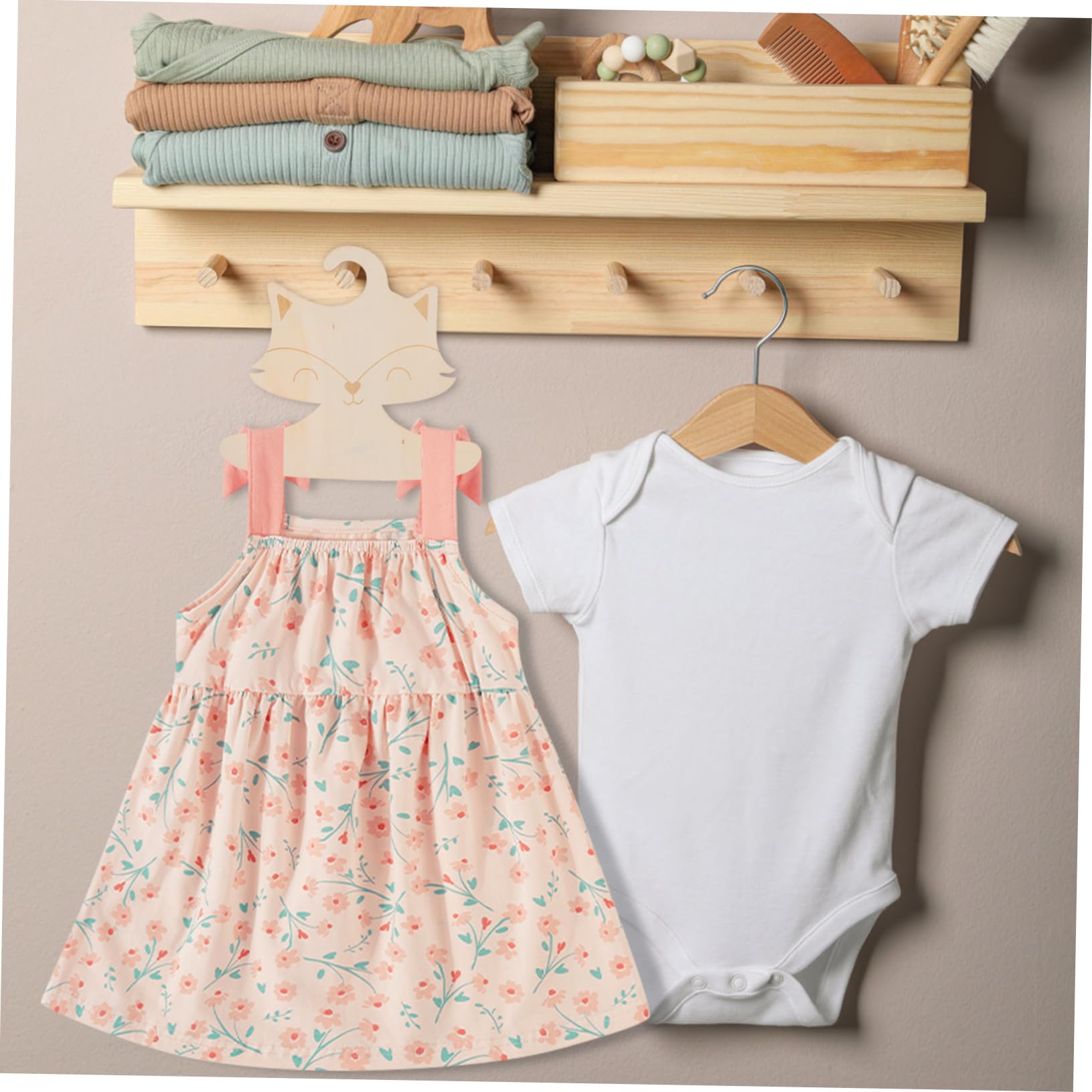 Kinderkleiderbügel 10 Stück mit Fuchs Motiv für Kleidung