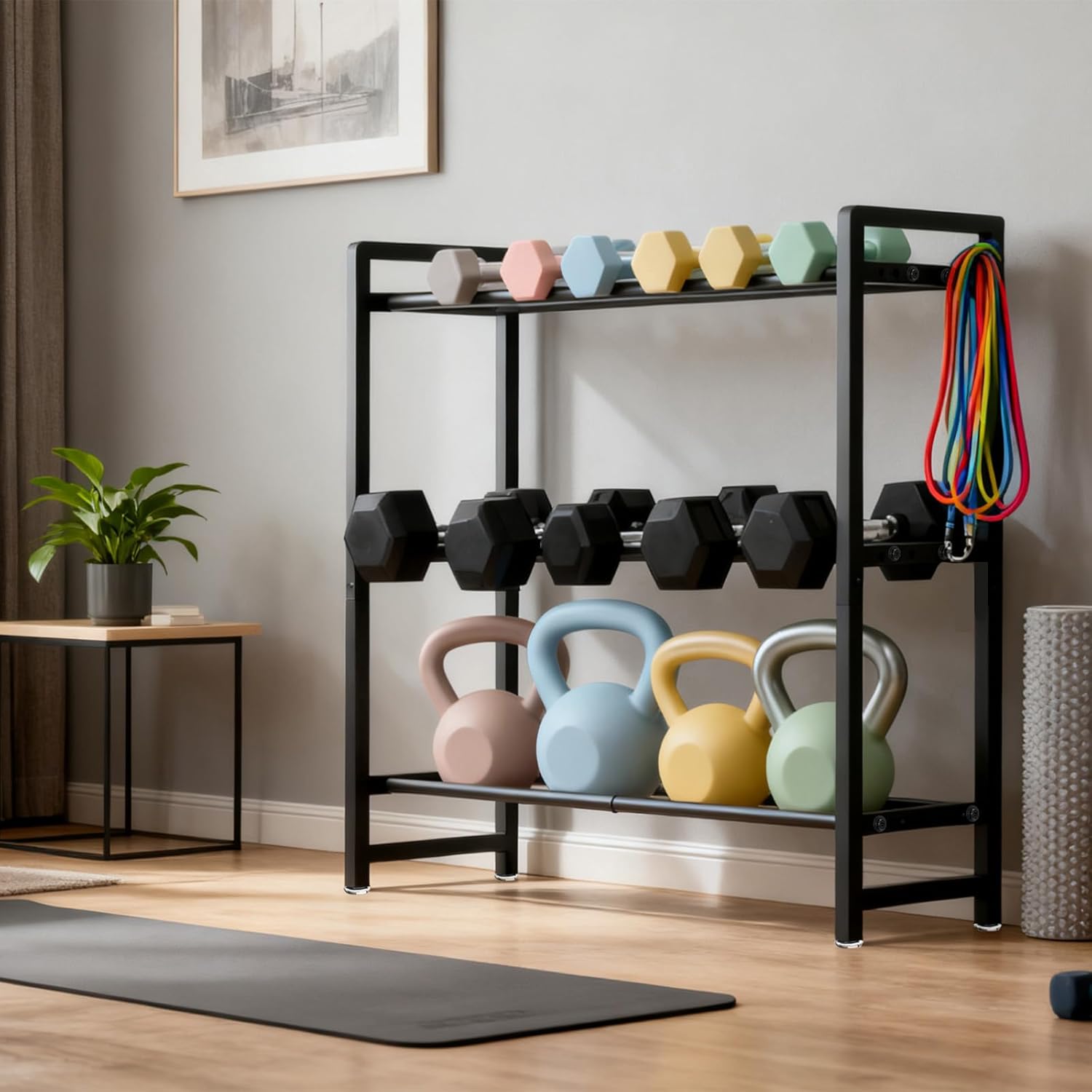 3-Tier Adjustable Dumbbell Rack, Heavy-Duty Weight Storage Stand, 390 LB Capacity, Space-Saving Home Gym Organizer