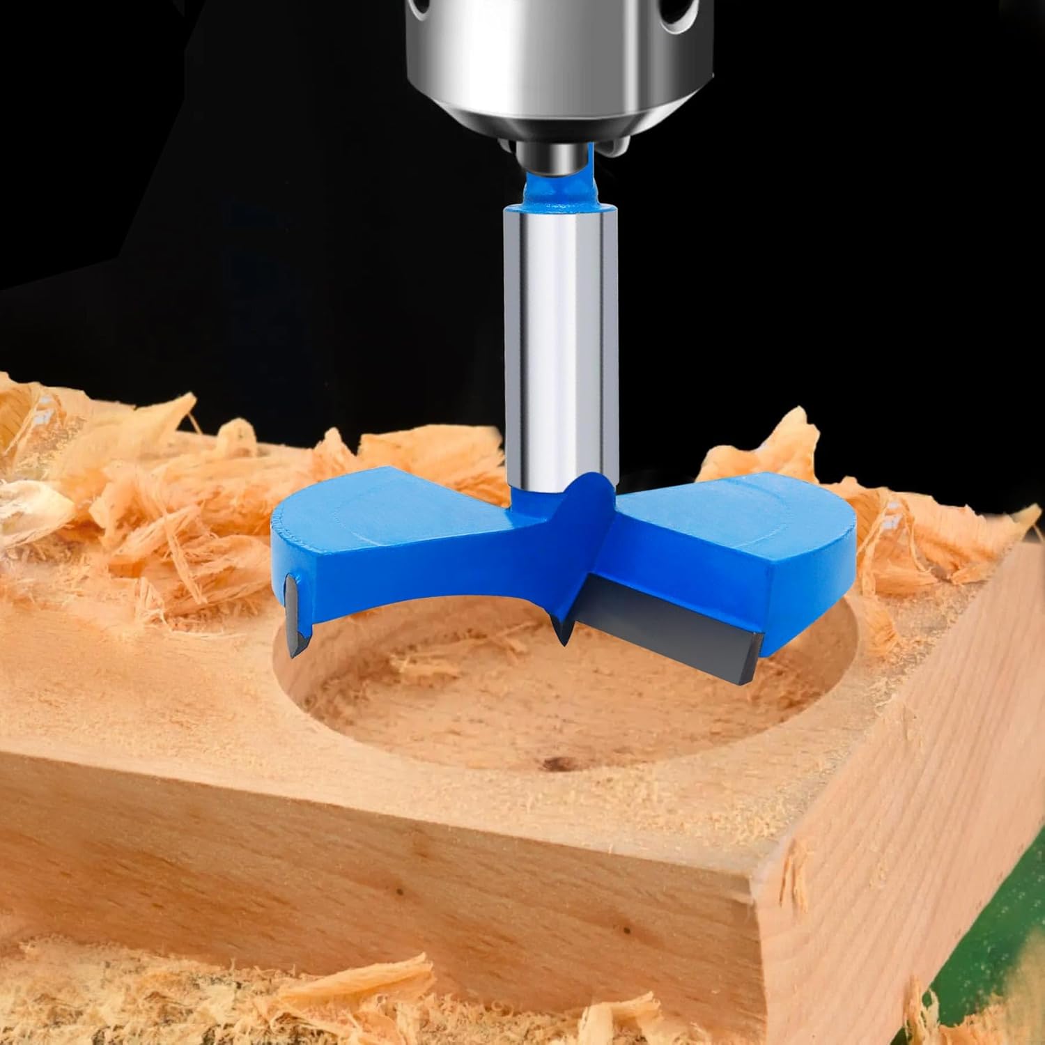 Forstner Drill Bit 61/64 Inch / 24mm Tungsten Carbide Wood Hole Saw Auger Opener Round Handle 0.94" Woodworking Hinge Hole Drilling Boring Bit Cutter for Pressed Board Plastic Wood