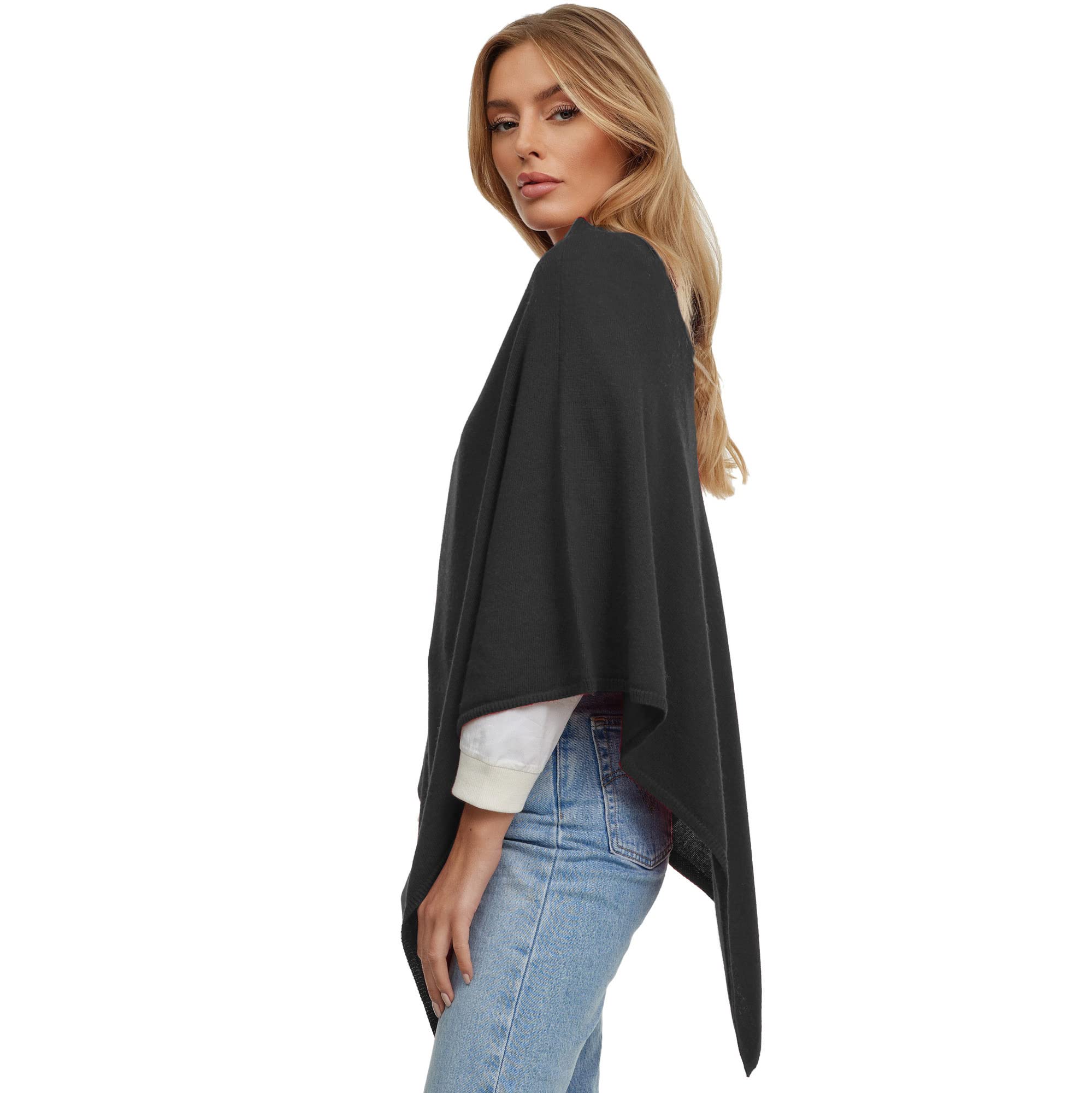 GLAMEXX24 Poncho Donna Invernale Tinta Unita Cashmere Feeling Maglia Mantella Elegante per cerimonia Sciarpa Mantovana per Primavera e Autunno