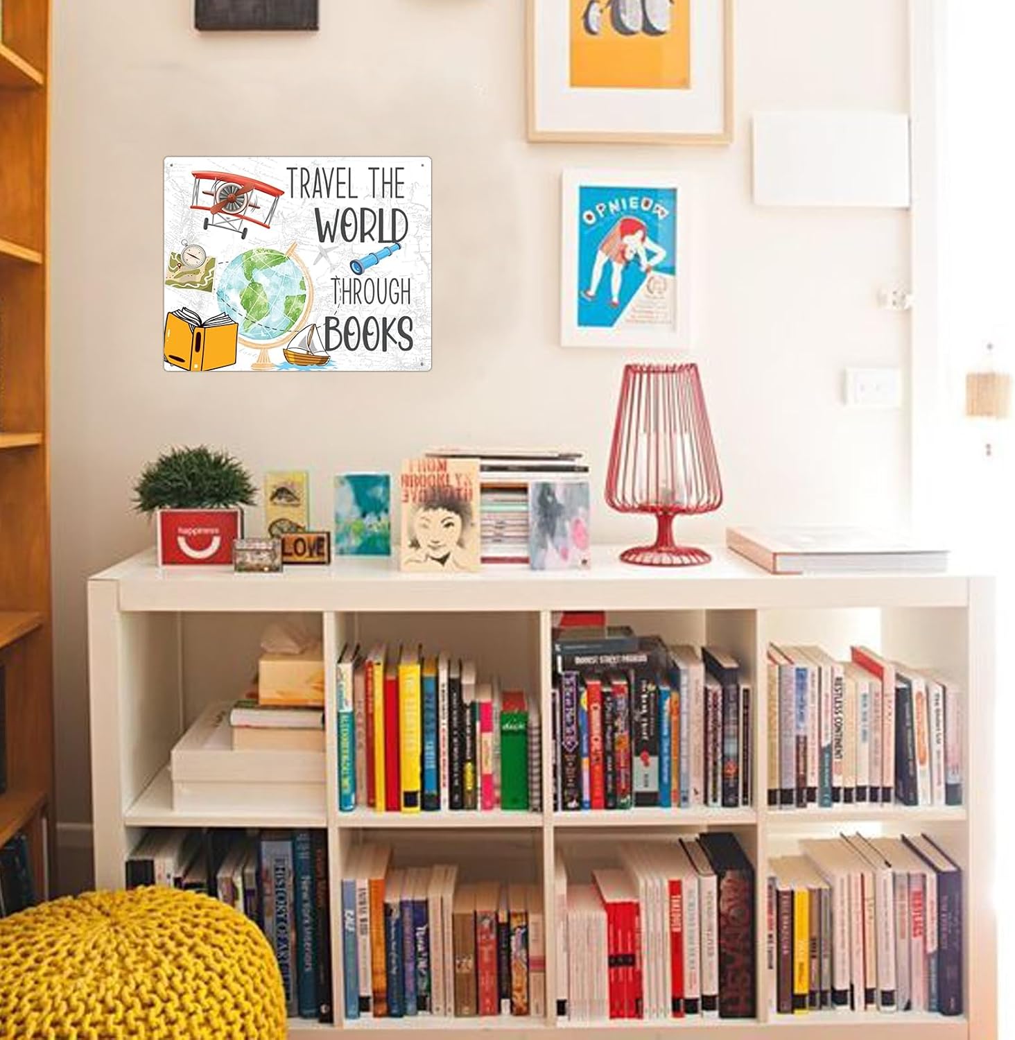 Gifts For Readers Library Decor Bookish Items Travel The World Through Books Reading Decor Book Accessories For Reading Lovers Metal Tin Sign 8x12in image 5