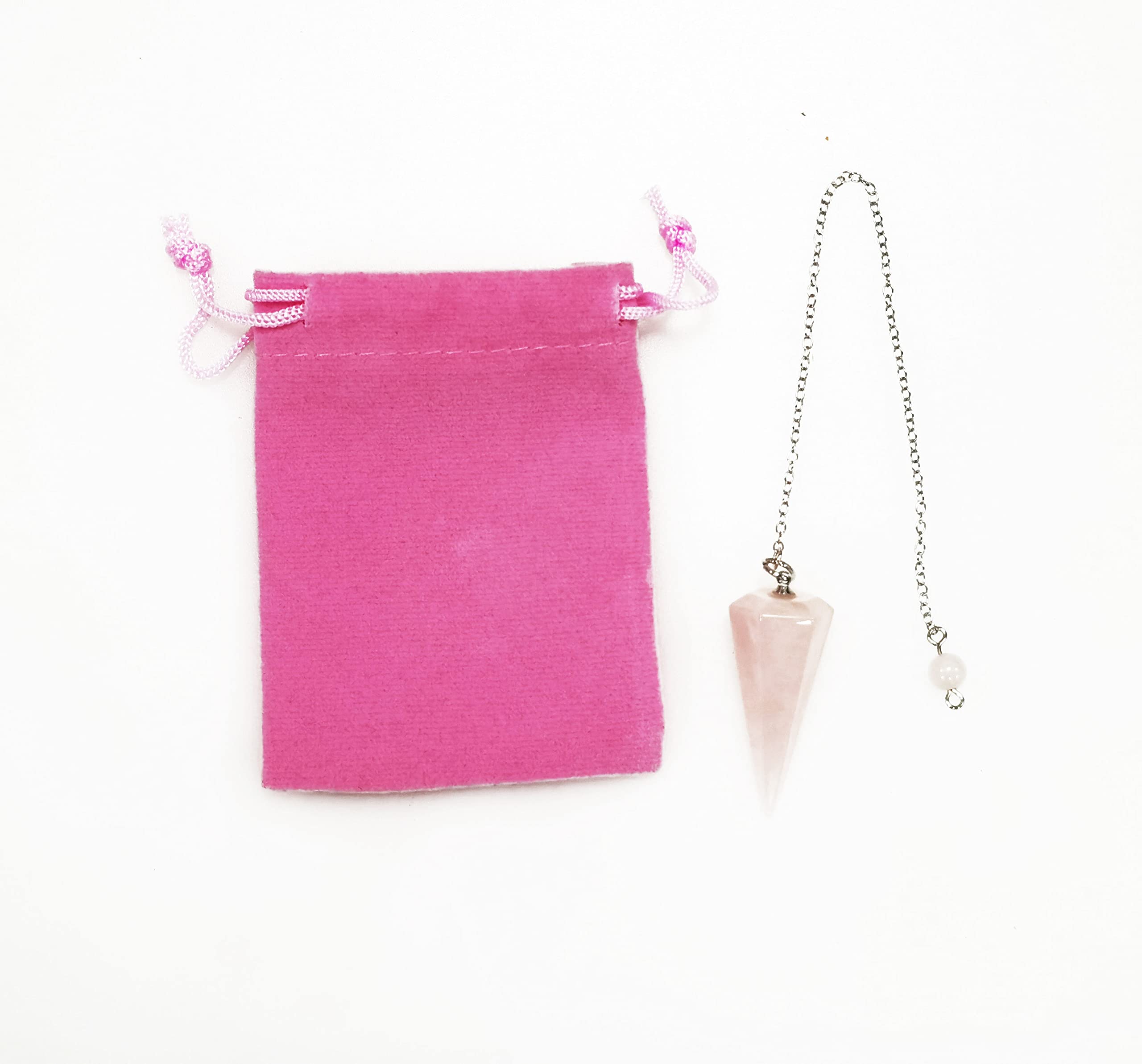 Péndulo piedra natural cuarzo Rosa, Péndulo de Cristal, Péndulo de Cristal Hexagonal Vintage para Radiestesia, péndulo Chakra Reiki Adivinación Meditación Wicca (Rosa)