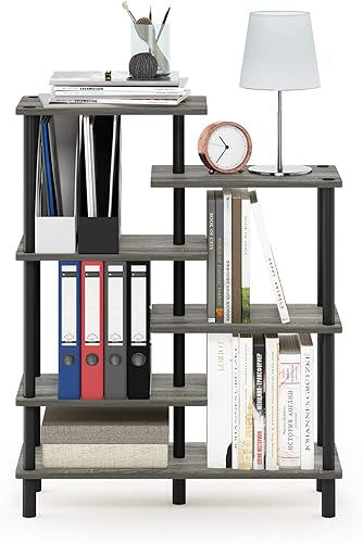 Miniatura 46 de Furinno Turn-N-Tube - Estante de exhibición lateral de 3 niveles, color espresso/negro Espresso / negro,Roble francés gris/negro.,Roble Francés/Negro