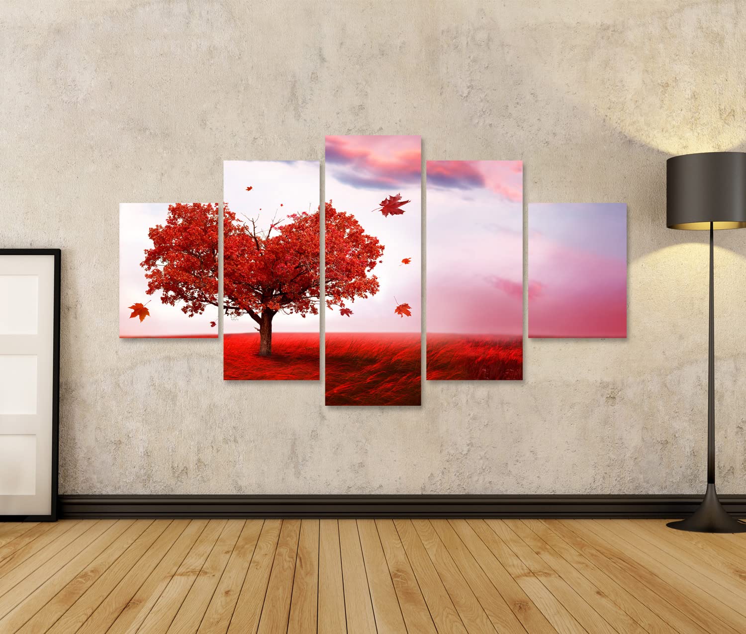 islandburner Quadro moderno Cuore Albero Love Field Red Stampa su tela - Quadro x poltrone salotto cucina mobili ufficio casa - fotografica formato XXL