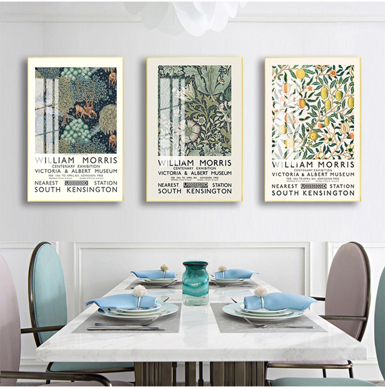 Tongda Decor William Morris Stampa su Tela Il Victoria and Albert Museum Exhibition Poster London Underground Art Nouveau Pittura Murale 80x60cmx3pcs Senza Cornice
