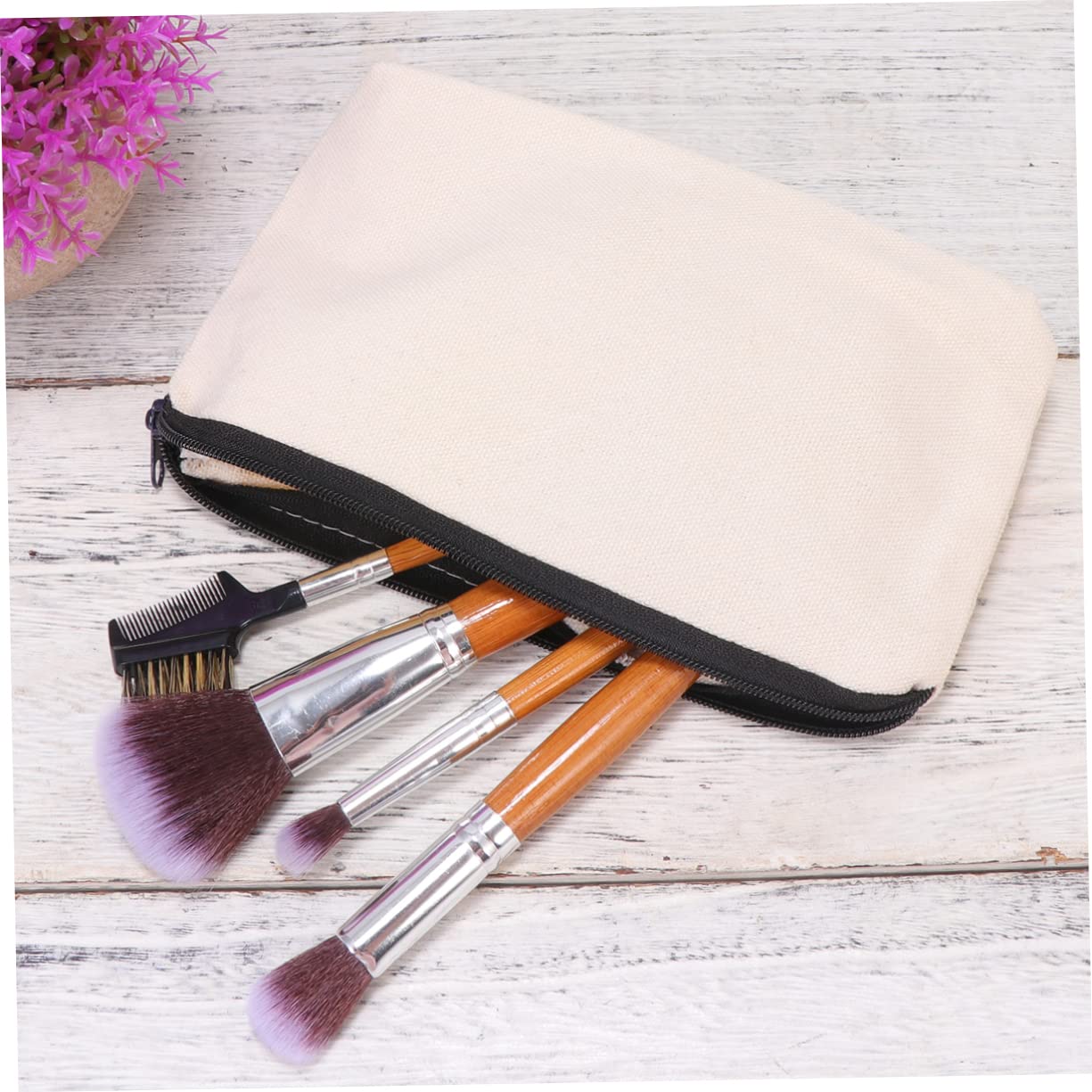 STOBOK 20pezzi Astuccio Tela Beige Con Cerniera Borsa Multifunzionale Per Cancelleria e Accessori Da Ufficio Comoda e Leggera Per Scuola e Viaggi