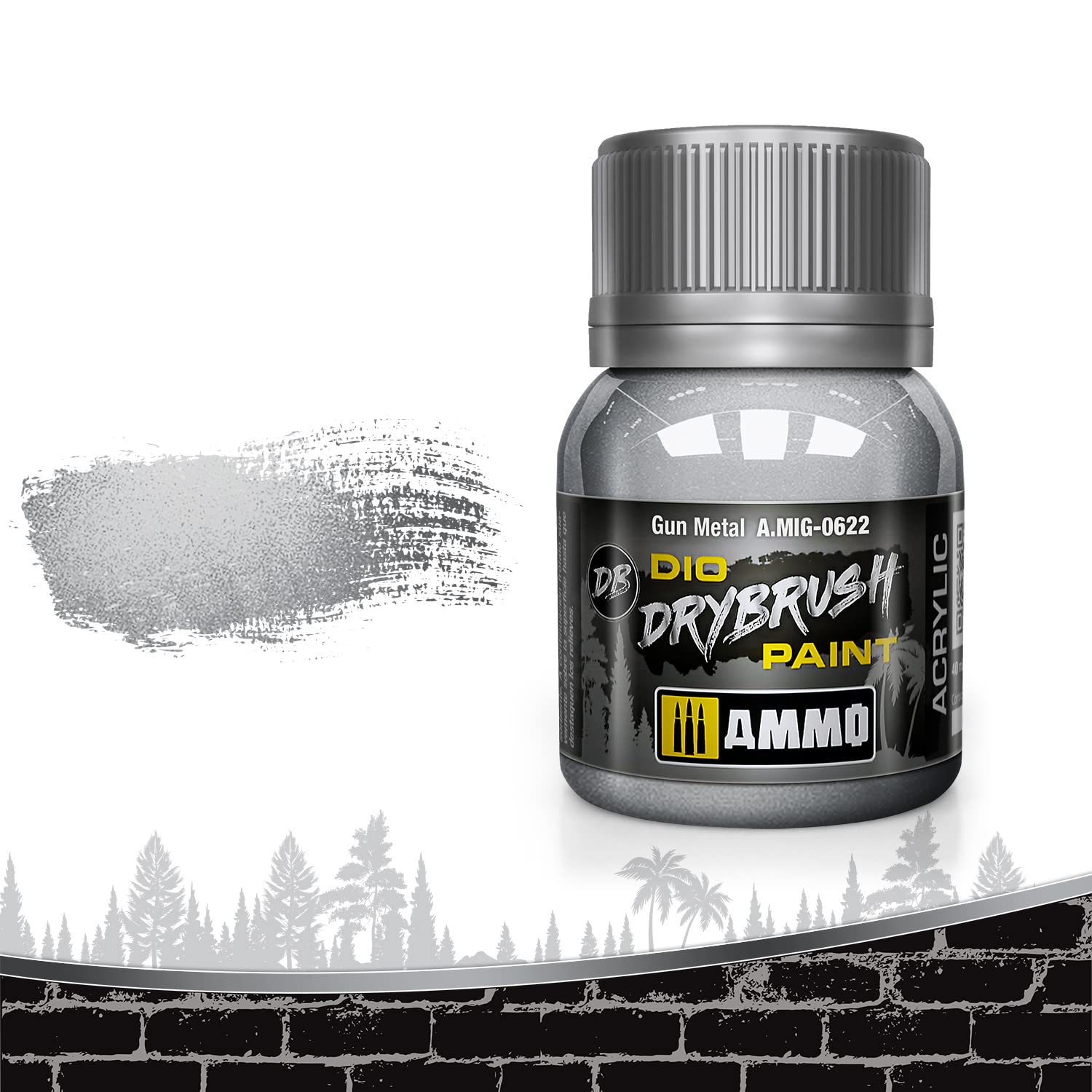 MiG - Drybrush Gun Metal 40 ml Jar - MIG0622