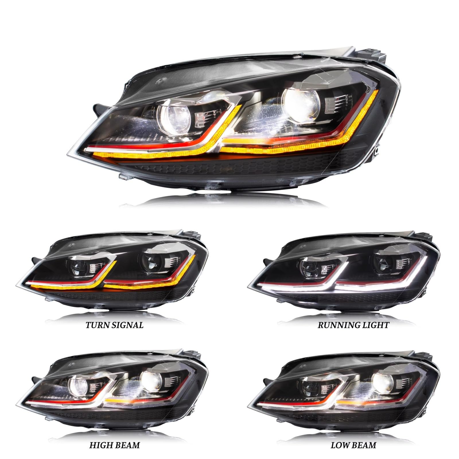 Faro Anteriore Gruppo Fari A LED Sequenziale Segnale Girata Anteriore Lampade Montaggio Per VW Per Golf 7 Per MK7 VII 2013 2014 2015 2016 2017 Set Di Fari