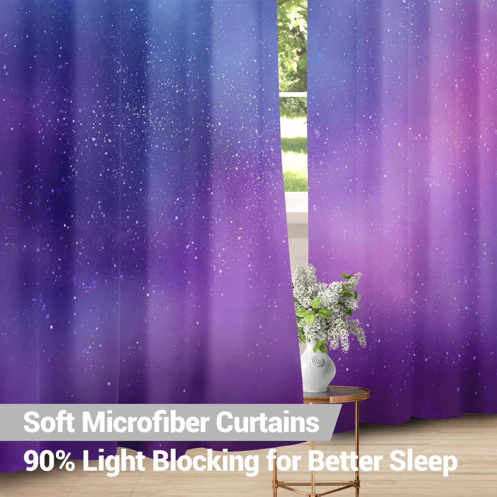 Generisch Sternenhimmel Kinder Vorhäng Blickdicht 2er Set Nebel Sterne Weltraum Verdunklungsvorhänge mit Ösen Thermovorhang für Zimmer Wohnzimmer Schlafzimmer H225 x B132 cm