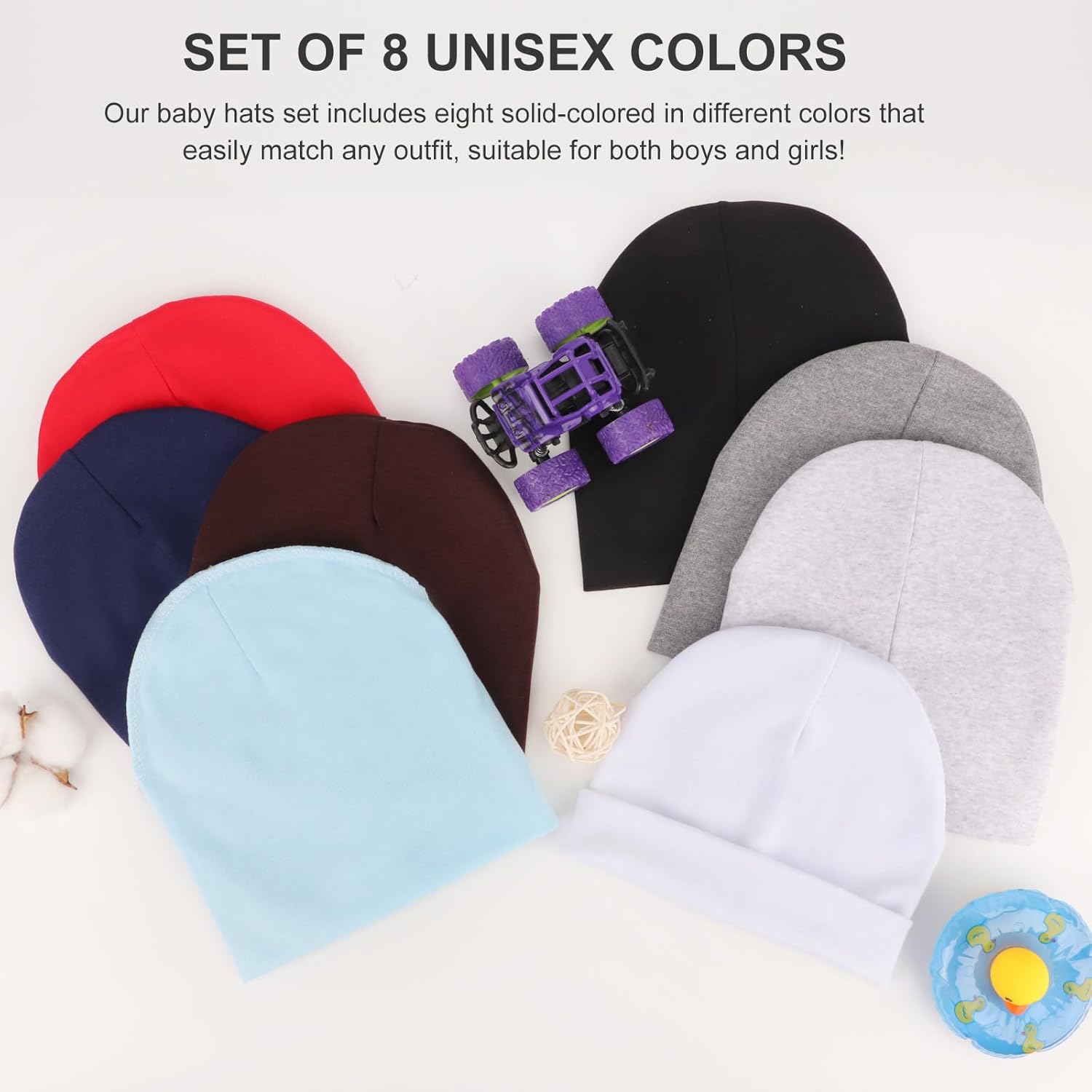 DRESHOW BQUBO 8 Pack Unisex Baby Beanie Hat Infant Toddler Kid Hats Baby Soft Cute Knit Cap Nursery Beanie - Image 6