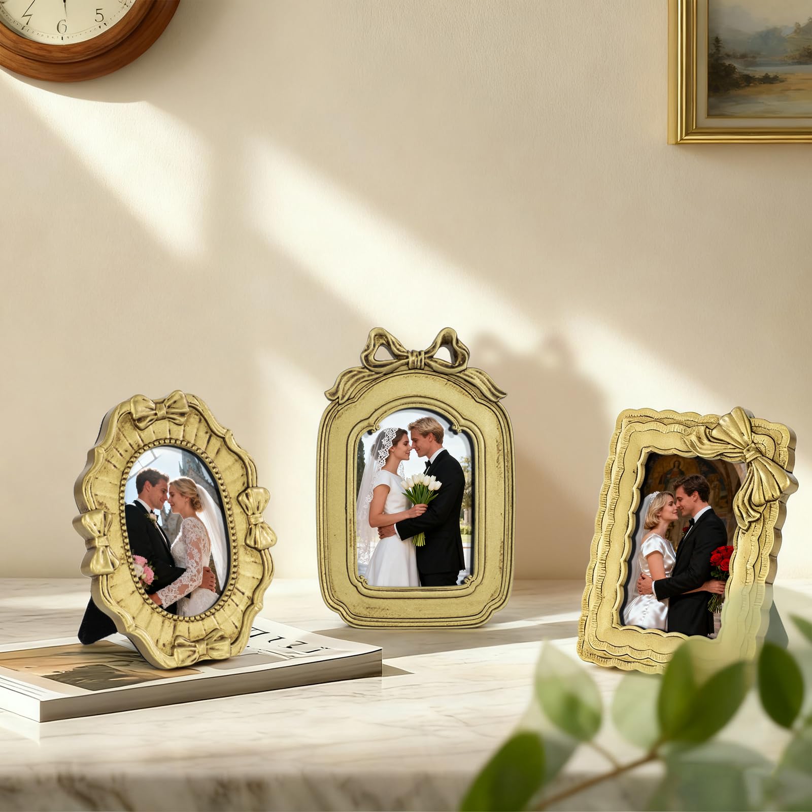 Amazon.com - GUOER 3 Pcs Tiny Bow Picture Frames Small Vintage