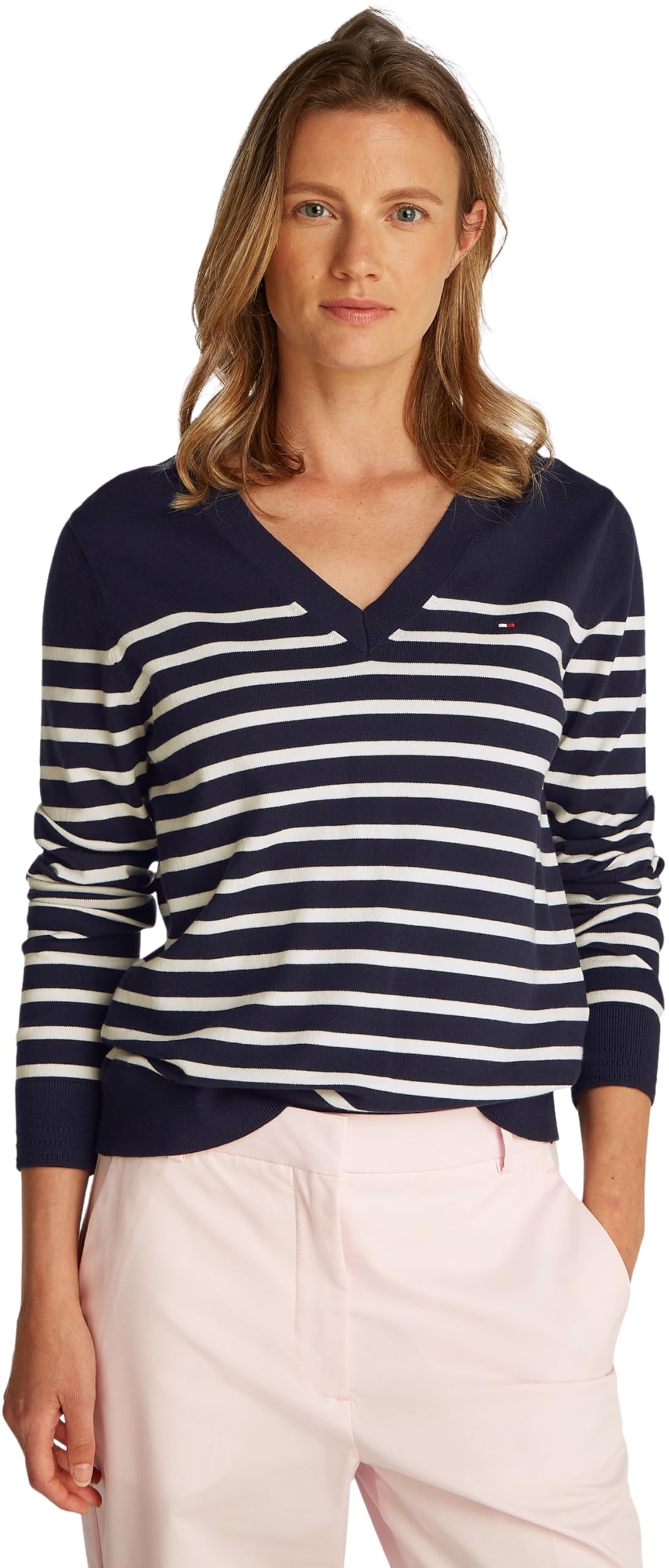 Tommy Hilfiger Damen Pullover Jersey Stitch V-Neck Strickpullover