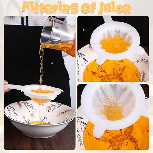 Miniatura 6 de Colador de malla ultra fina, filtro de malla de nailon 400 para cocina, colador de malla fina con mango para café, yogur, jugo, leche de soja, miel,