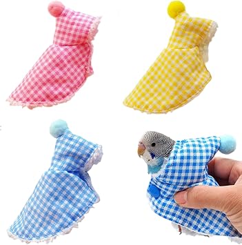 3Pcs Parrot Cloak Adorable Budgie Costume Small Animal Clothing Parrot Feathered Apparel for Budgerigar African Greys Parakeet Conure Cockatiel Love Birds Finches
