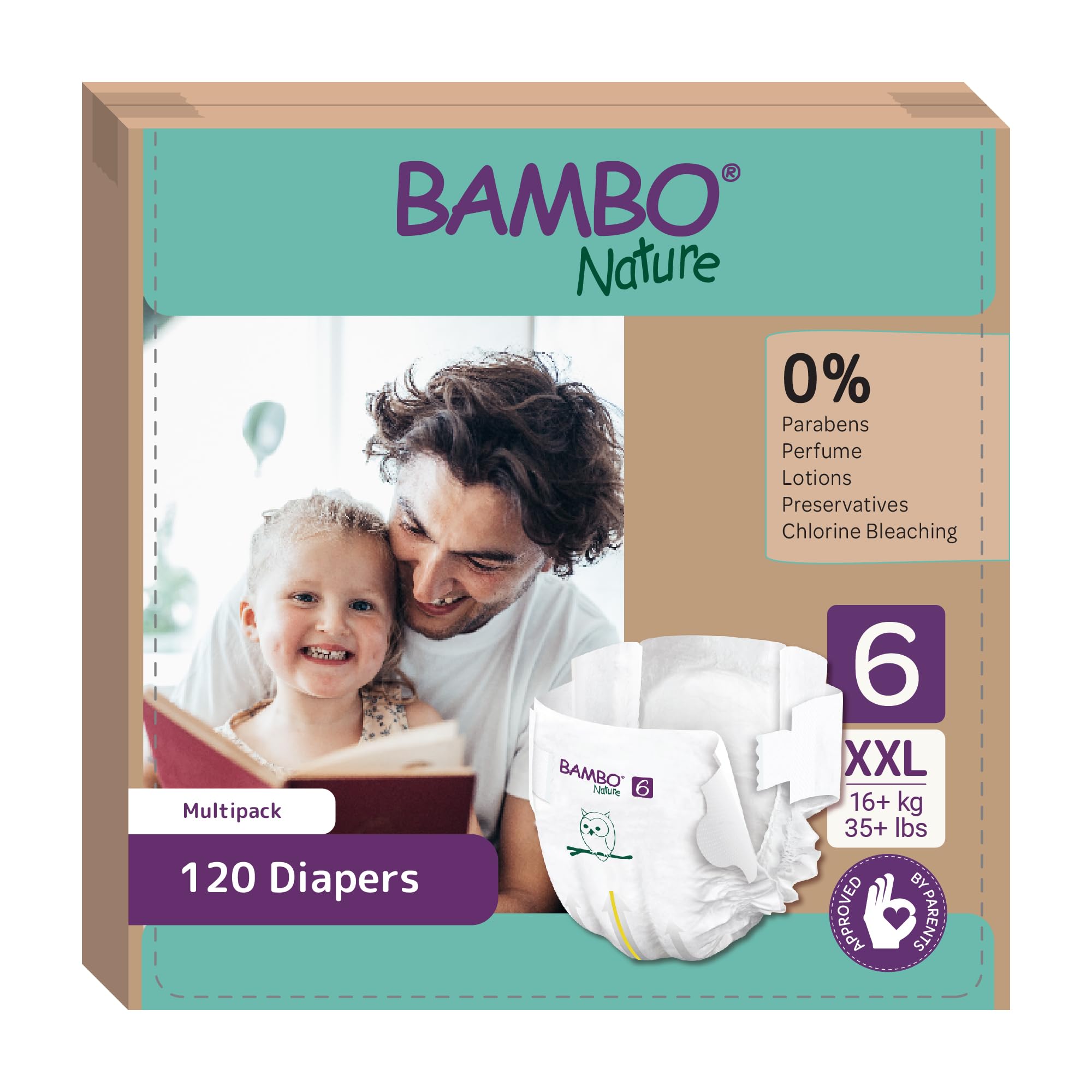 Pañales para bebé Bambo Nature Talla 6-16+kg (Pack 6 X 20Un)