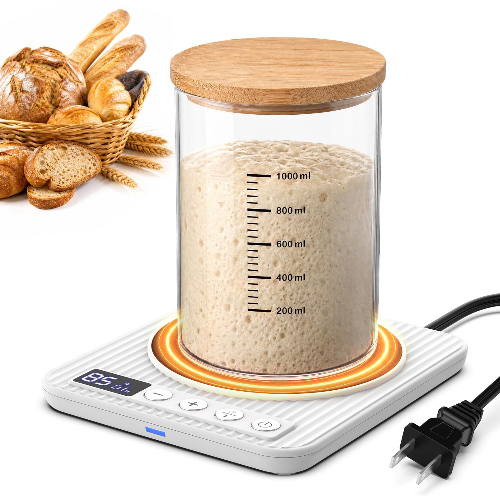 Sourdough Starter Warmer Mat, 65-140°F Precise Temp Control,24H Timer,Wood — Amazon image 8