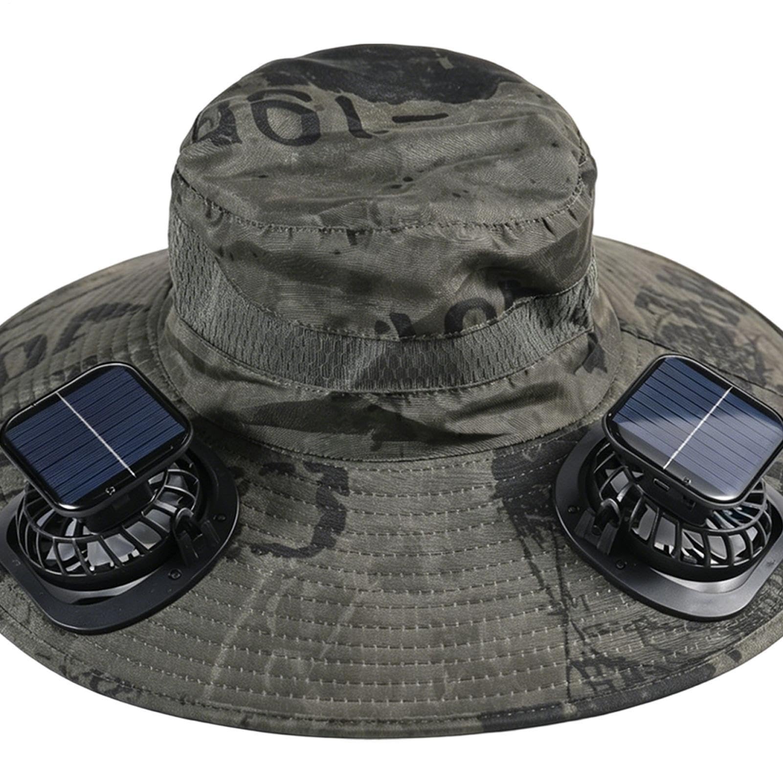 Sombrero de ventilador solar, protección UV, sombreros de pesca al aire libre con ventiladores solares, visera de enfriamiento recargable, gorra transpirable para clima cálido, camping, picnic