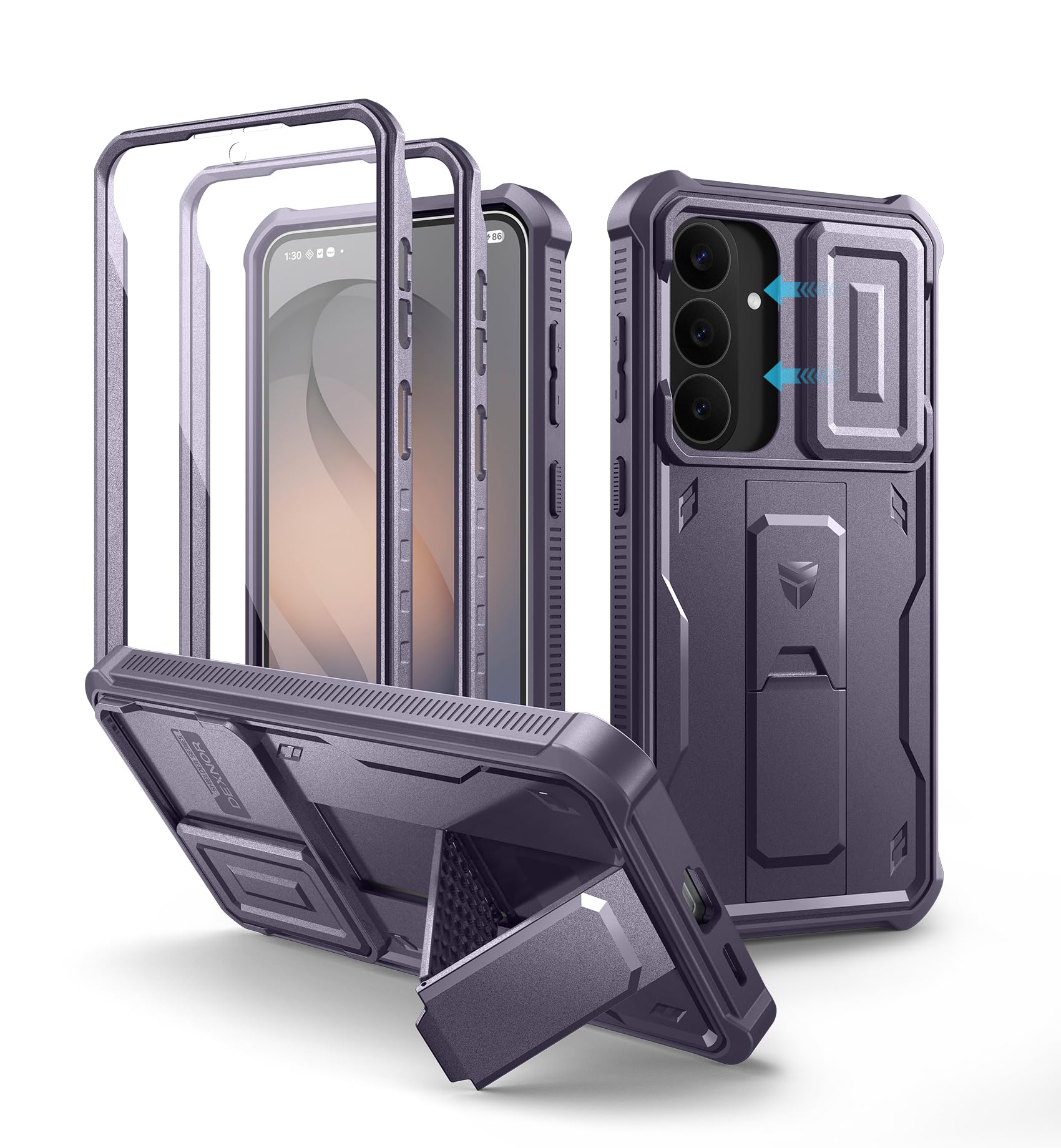 Dexnor for Samsung Galaxy S26 FE Case with Kickstand,Phantom Purple