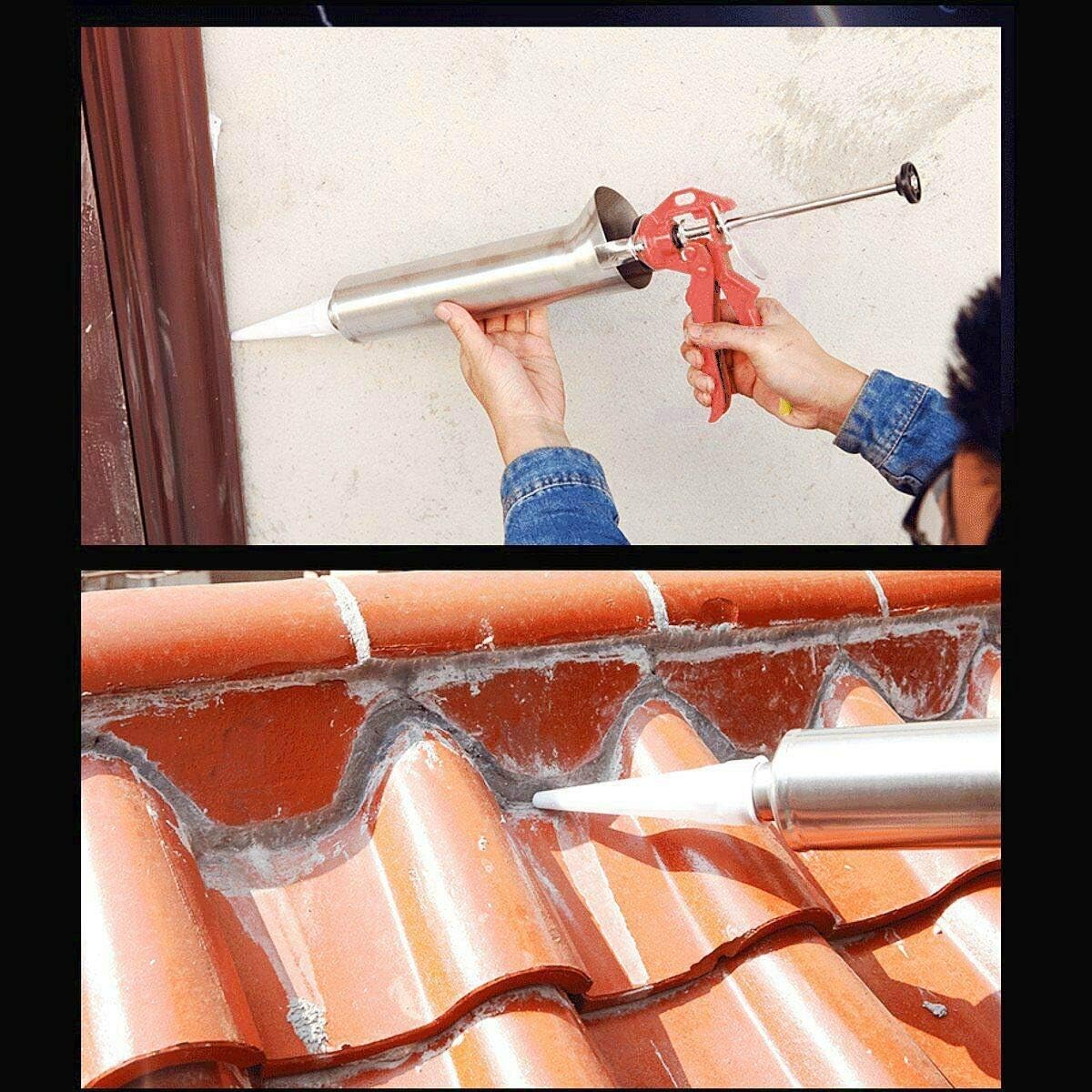 Mortar&Grouting Gun Cement Sprayer Applicator Pointing Tile Tool Stainless Steel Caulking Gun Cement Lime Nozzle Kit Pump for Filing Gaps Between Slabs Re-pointing Walls