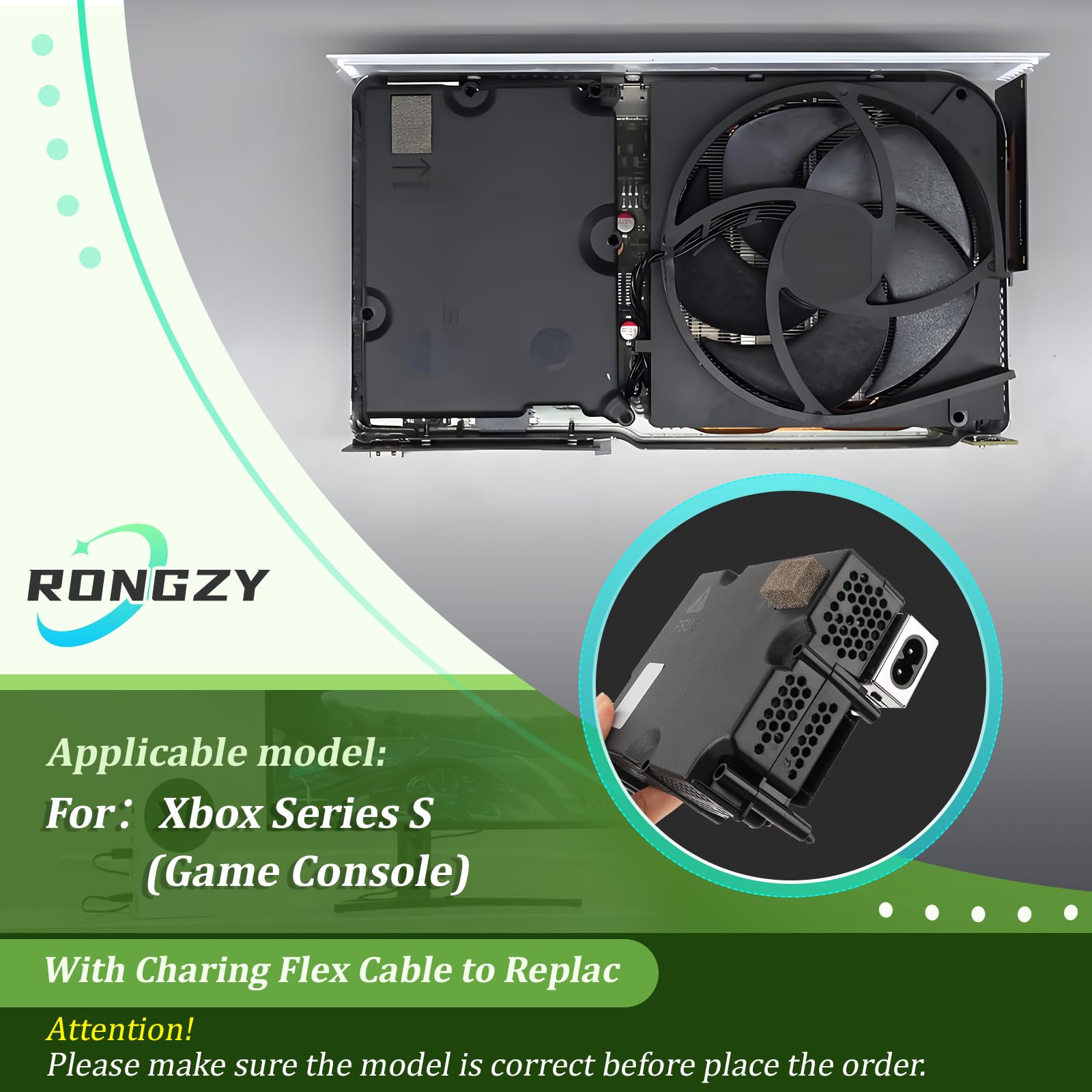 RongZy para Xbox Series S Fuente De Alimentación Reemplazo para Series S Interna Fuente de Alimentación con Adaptador de CA Consola Accesorios con Herramientas Reparación - 4