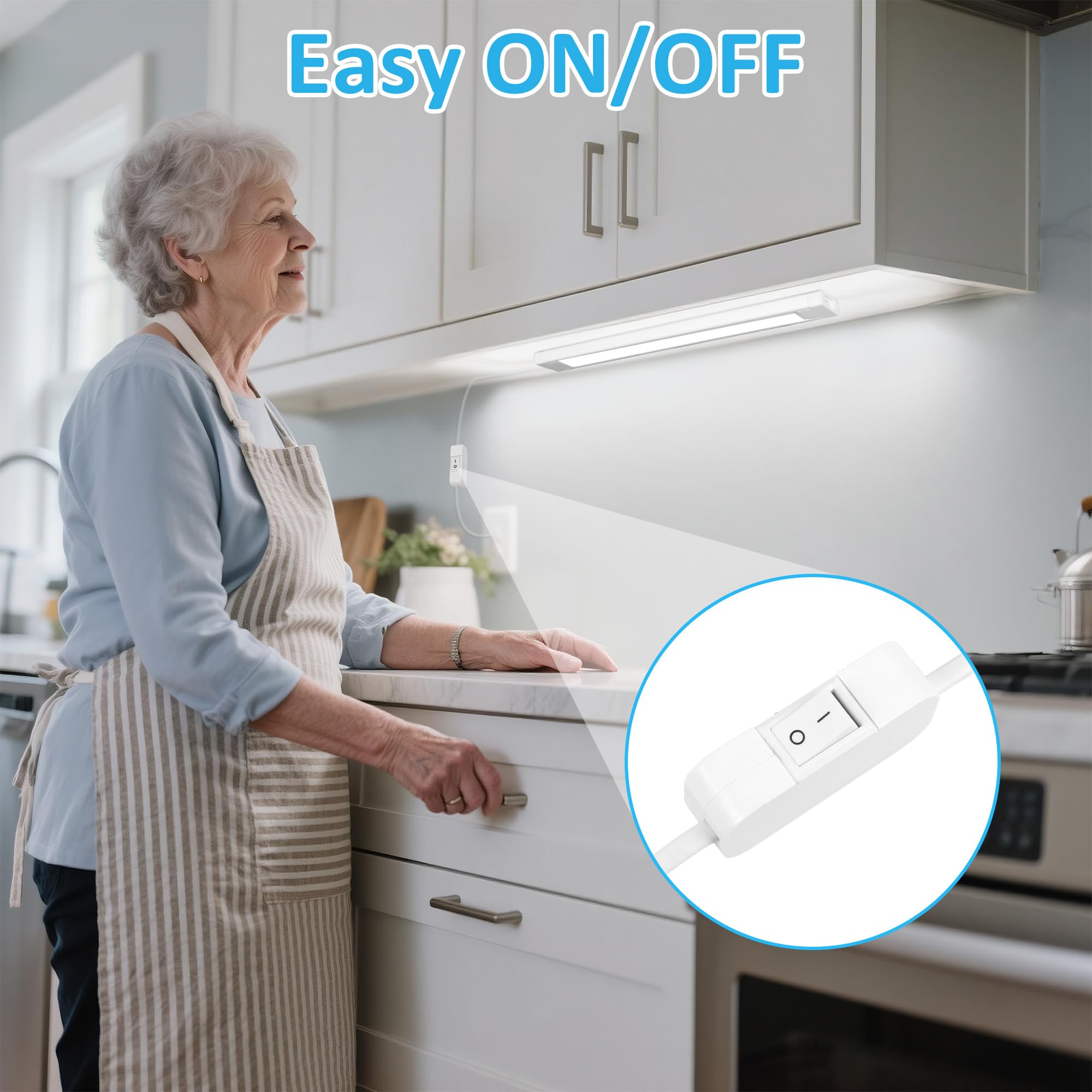 maylit Barra luminosa a LED collegabile da 35,5 cm, adatta per gli affittuari, luci cablate per interni per armadietti da cucina, banconi, banchi da lavoro, scrivania, mensola, bianco freddo