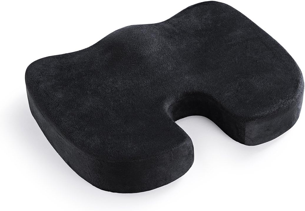 Memory Foam Seat Cushion for Office and Auto,Helps in The Relief of Back, Sciatica and Tail Bone Pain (Black)