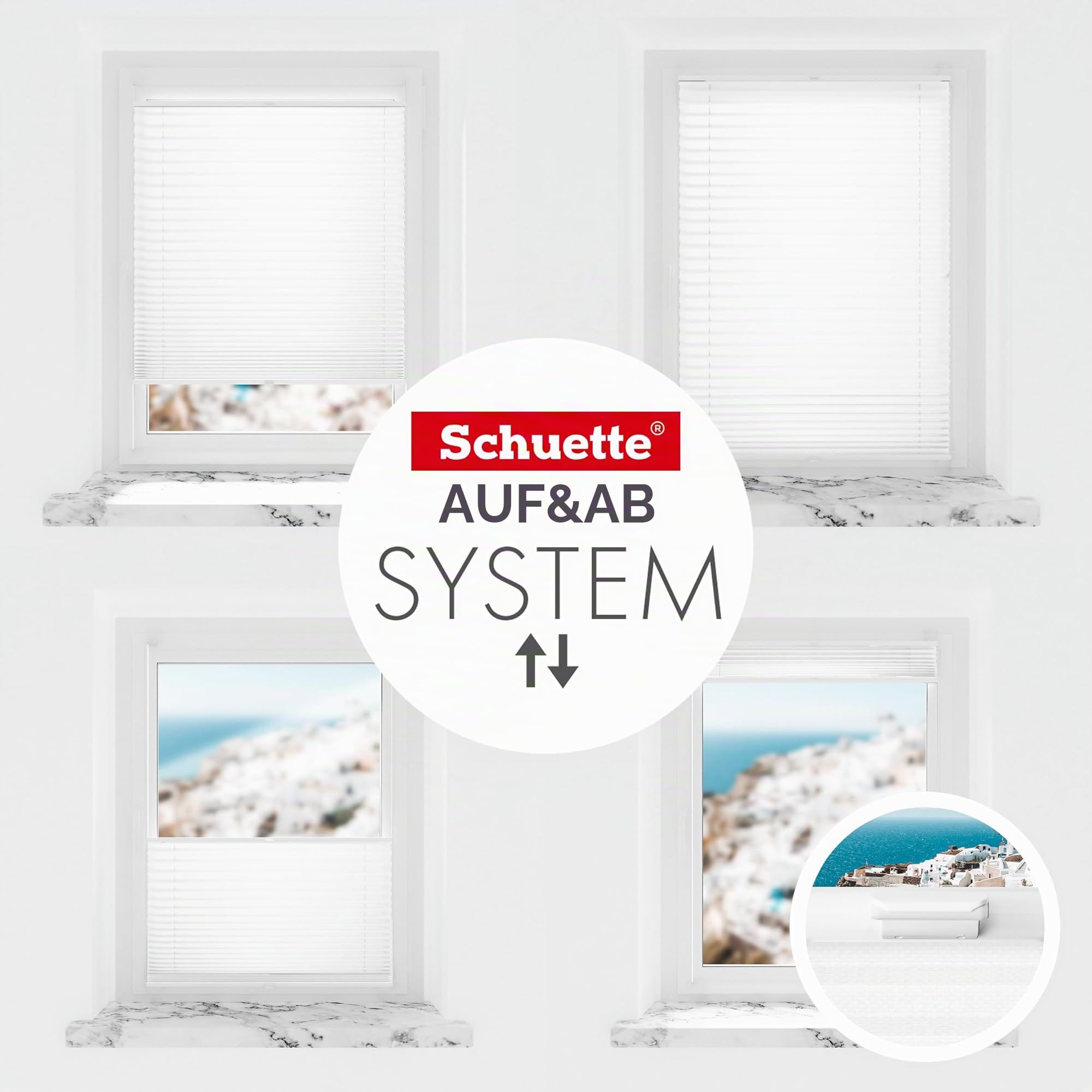 Schuette® Plissee ohne Bohren zum Kleben ● Premium Kollektion: White Day (Weiß) ● 60x80cm (Breite x Höhe) ● Suprafix Klebe- & Schraubhalter 2in1 Set Letsbond ● Bequeme Rollo