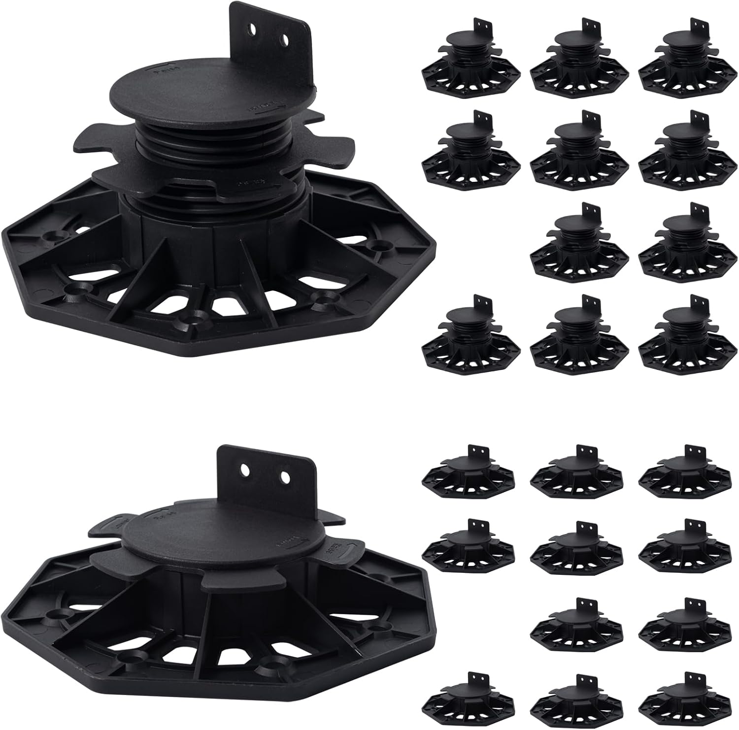 24Pack Adjustable Plastic Pedestal Paver,Floor Slate Support Floor Lift,Deck Support Floor Raising (Unilateral keel Slot)