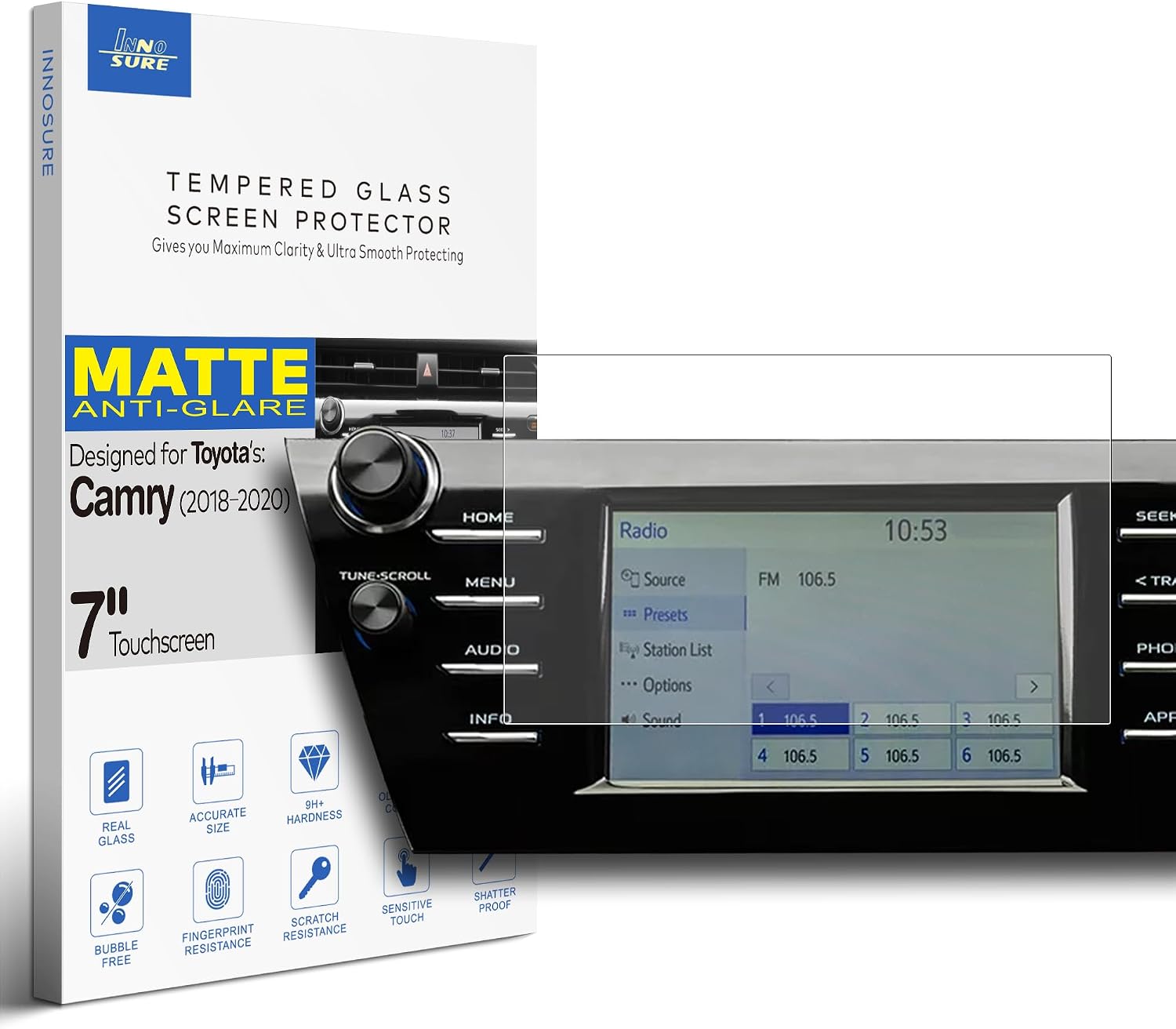 Tempered Glass Screen Protector for 2021 2022 2023 2024 Toyota Camry TRD/XLE/XSE Touchscreen Anti Glare (Matte)