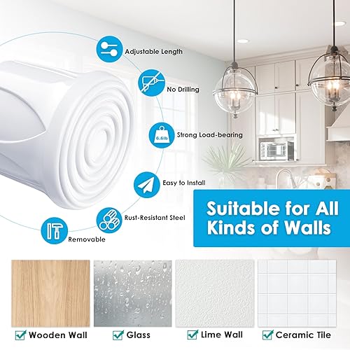 Vista 141 de 1 barra de cortina de tensión para ventanas de 27 a 50 pulgadas, barras de tensión de resorte, barras de cortina negras, barra de resorte ajustable