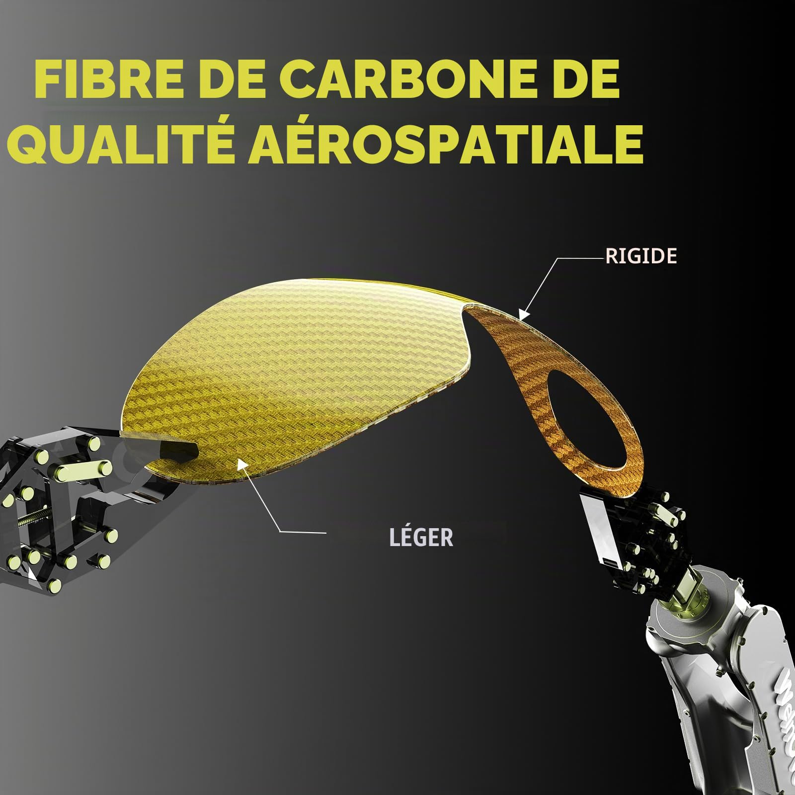 Welnove Semelles en fibre de carbone avec soutien de la voûte plantaire - Semelles de performance absorbant les chocs pour le sport actif (Or, XL:43-44)