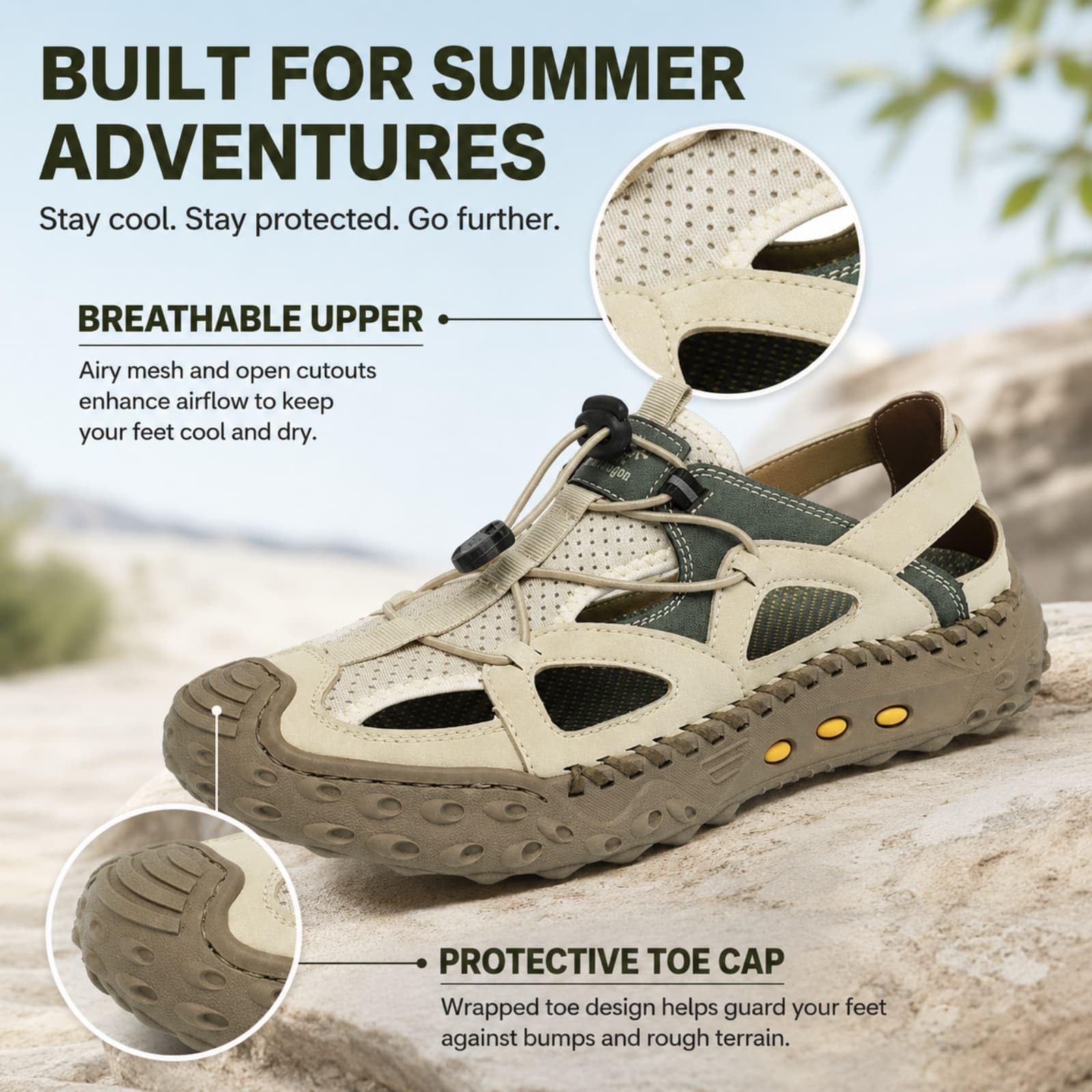 ENEN Sandales Randonnée Homme Bout Fermé, Sandales de Marche Homme Bout Fermé Extérieur 39-48 EU Chaussures de Randonnée Trekking Ete Antidérapante Chaussures d'Eau Plage Respirantes